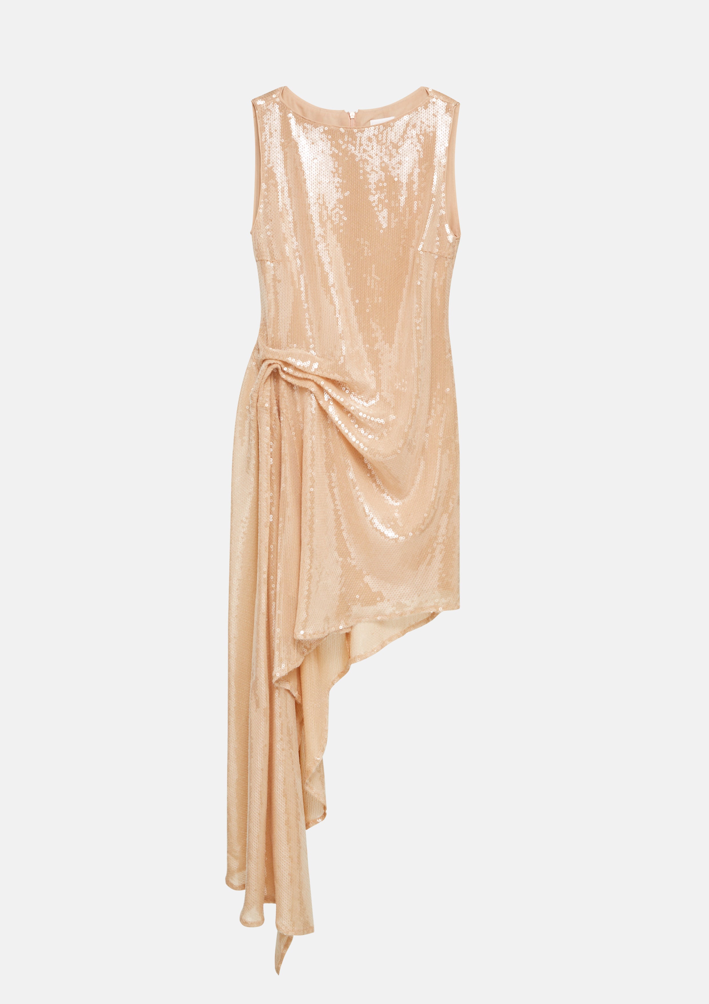 Asymmetrical Draped Sequin Mini Dress