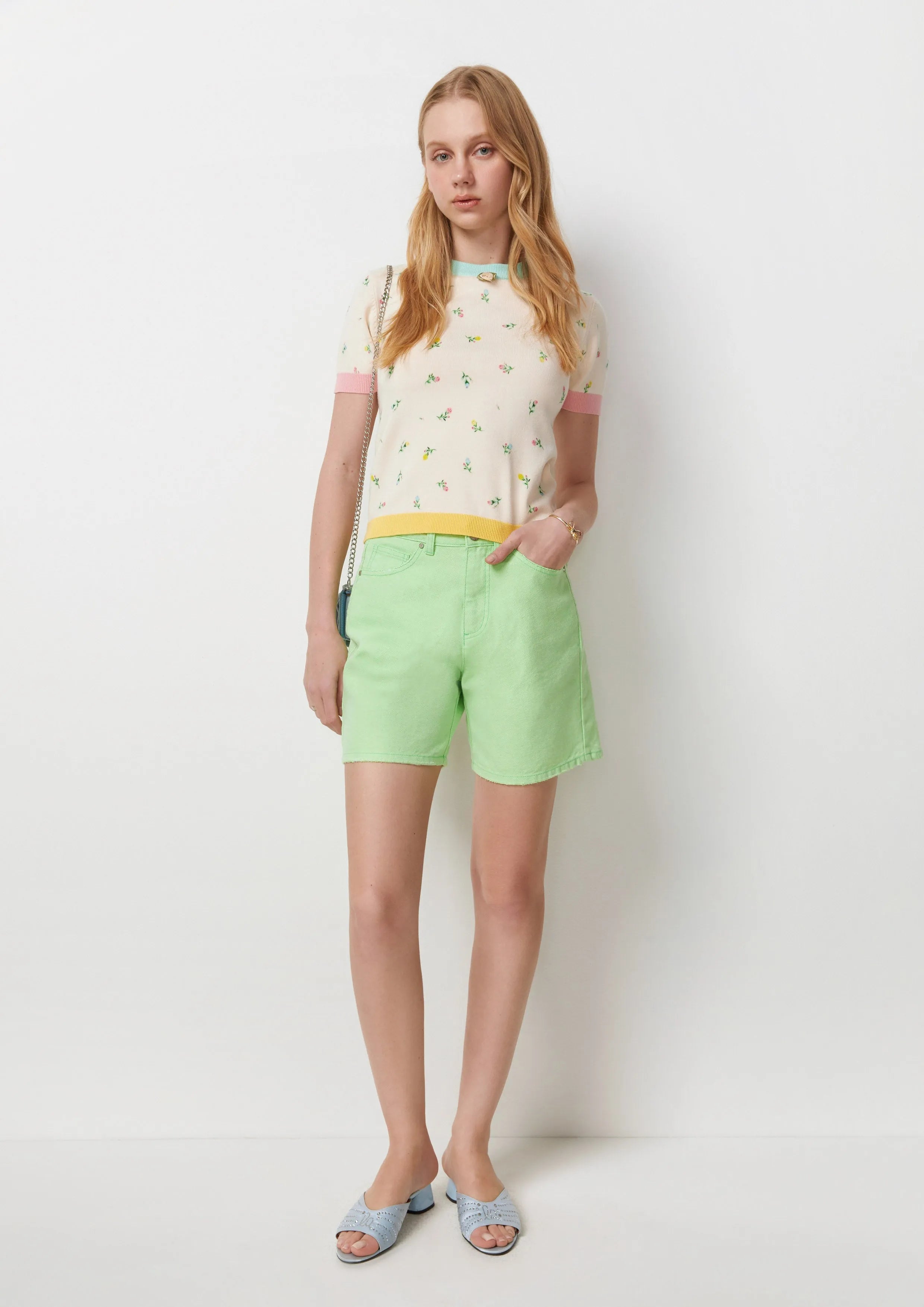 Floral Sprinkle Knit Ringer Tee Pas De Deux
