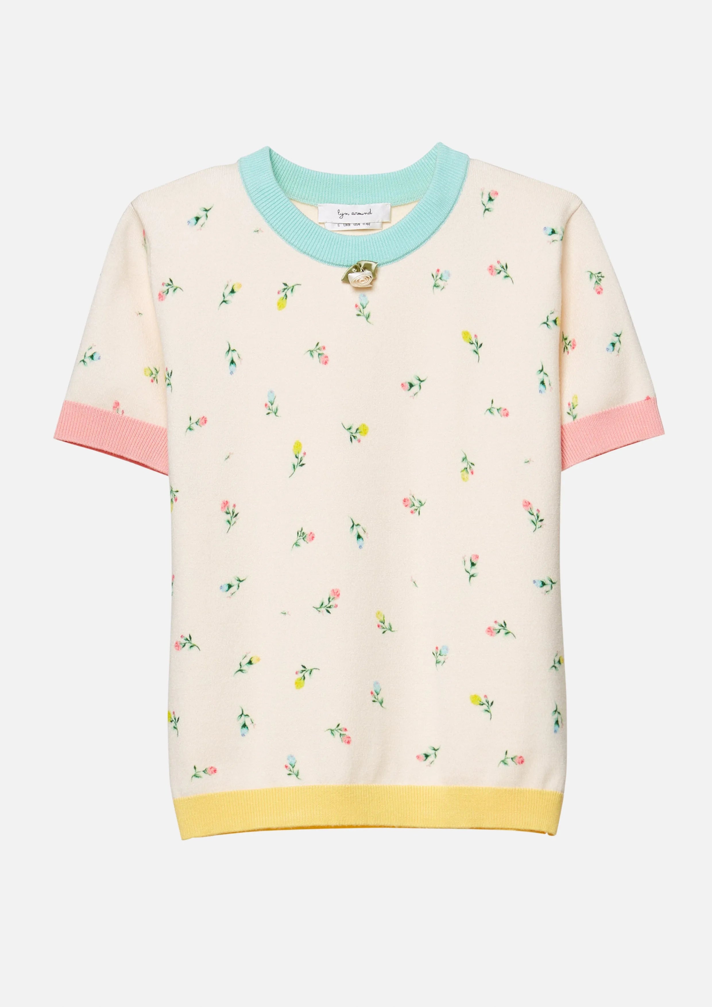 Floral Sprinkle Knit Ringer Tee Pas De Deux