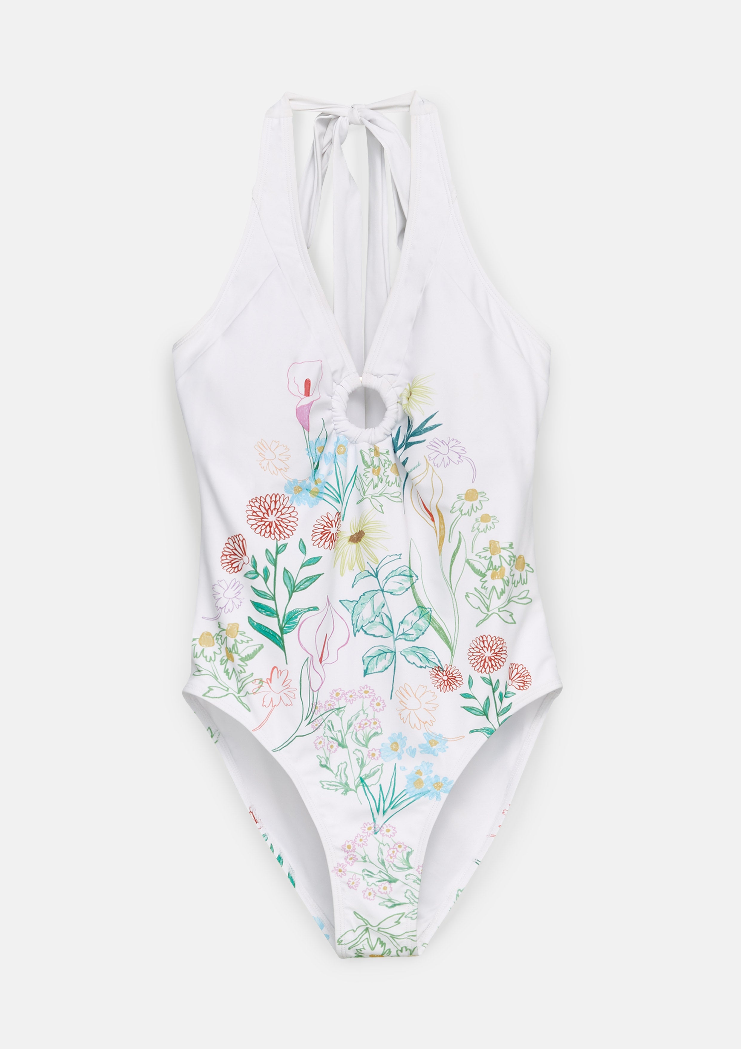 Floral One-Piece Swimsuit Flower Field