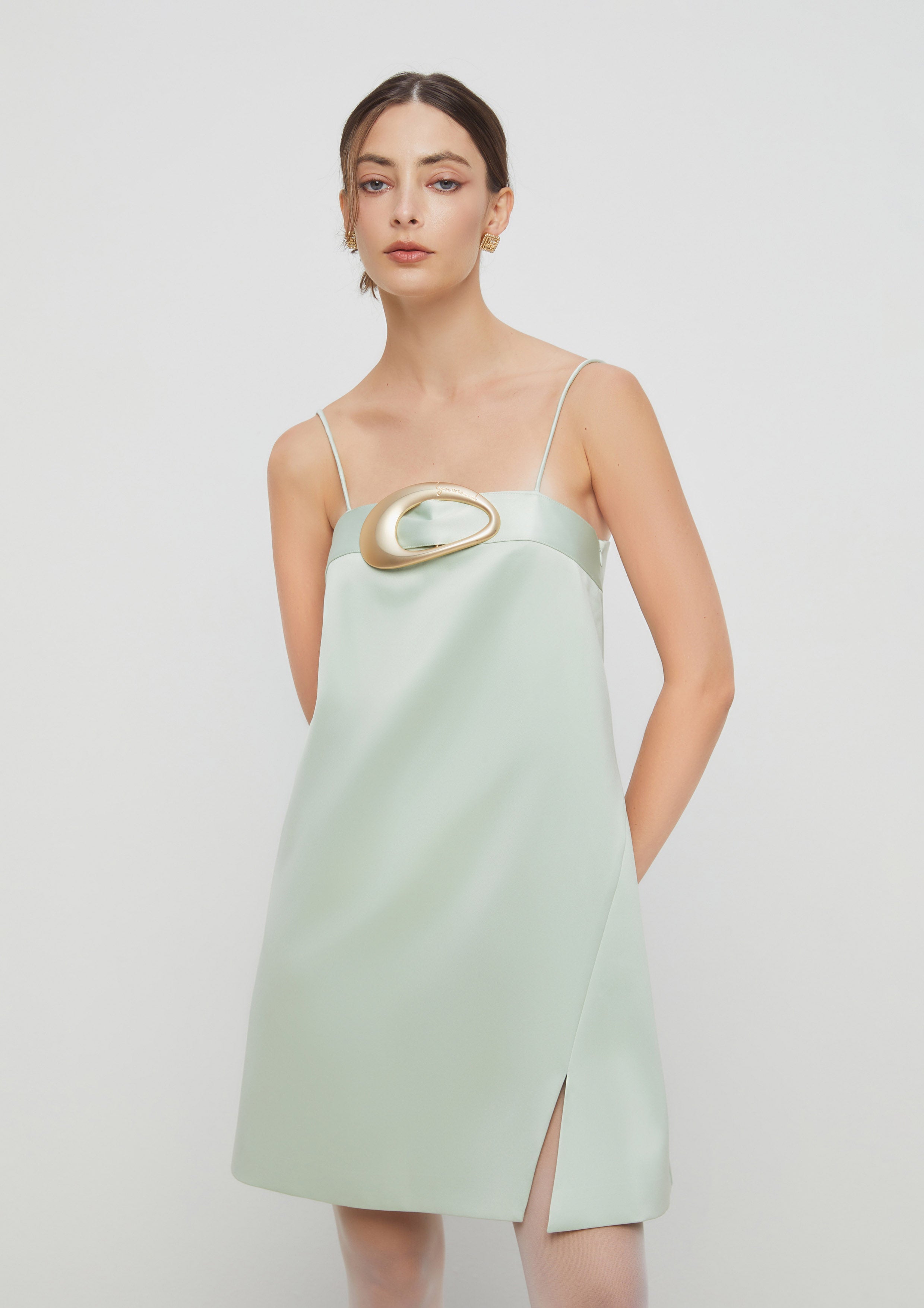 Satin Spaghetti Strap Mini Dress Gladiator