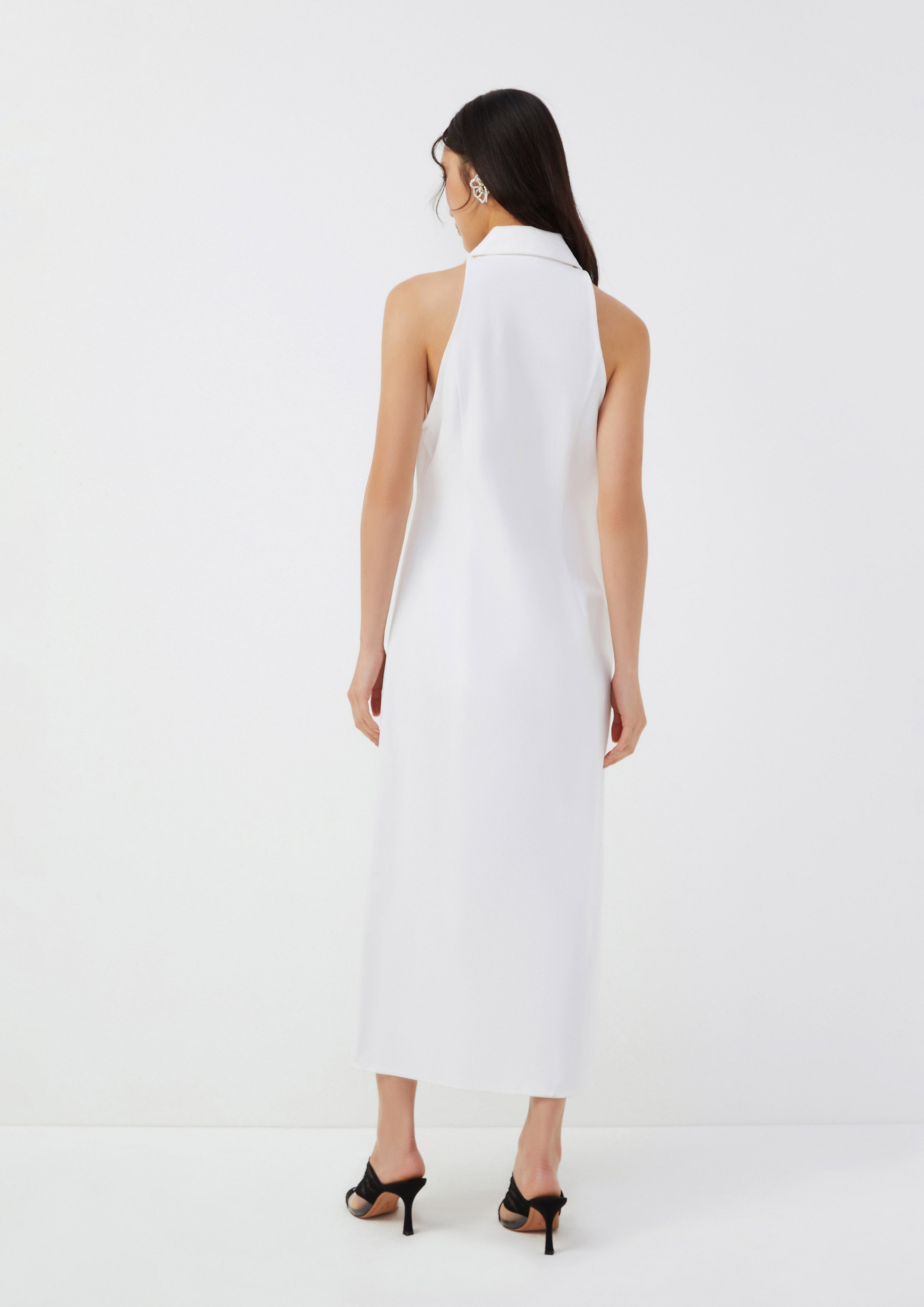 Collared Front-Zip Sleeveless Dress Roar of Serengeti