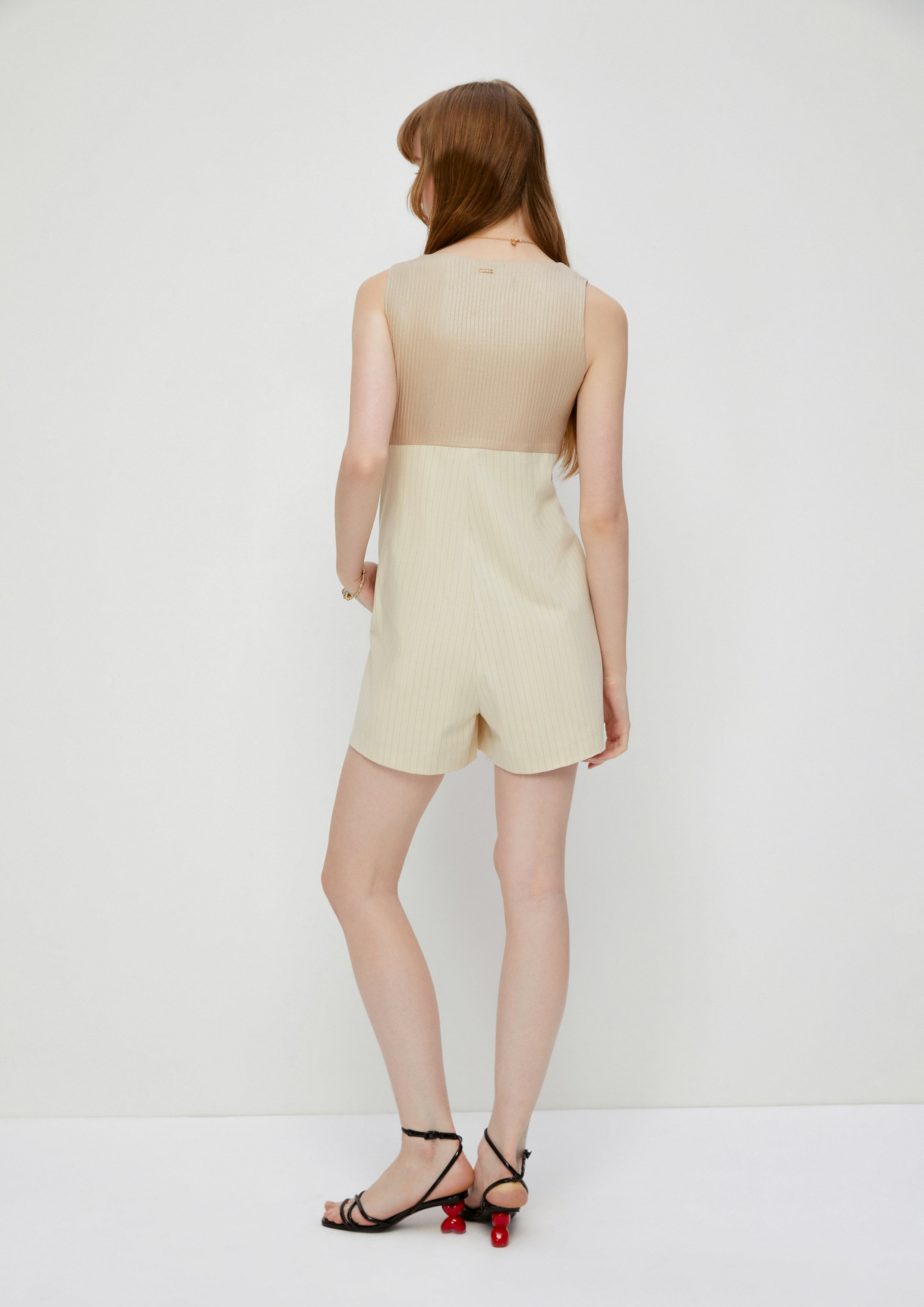 Sleeveless Stripe Romper Enchaned Forest