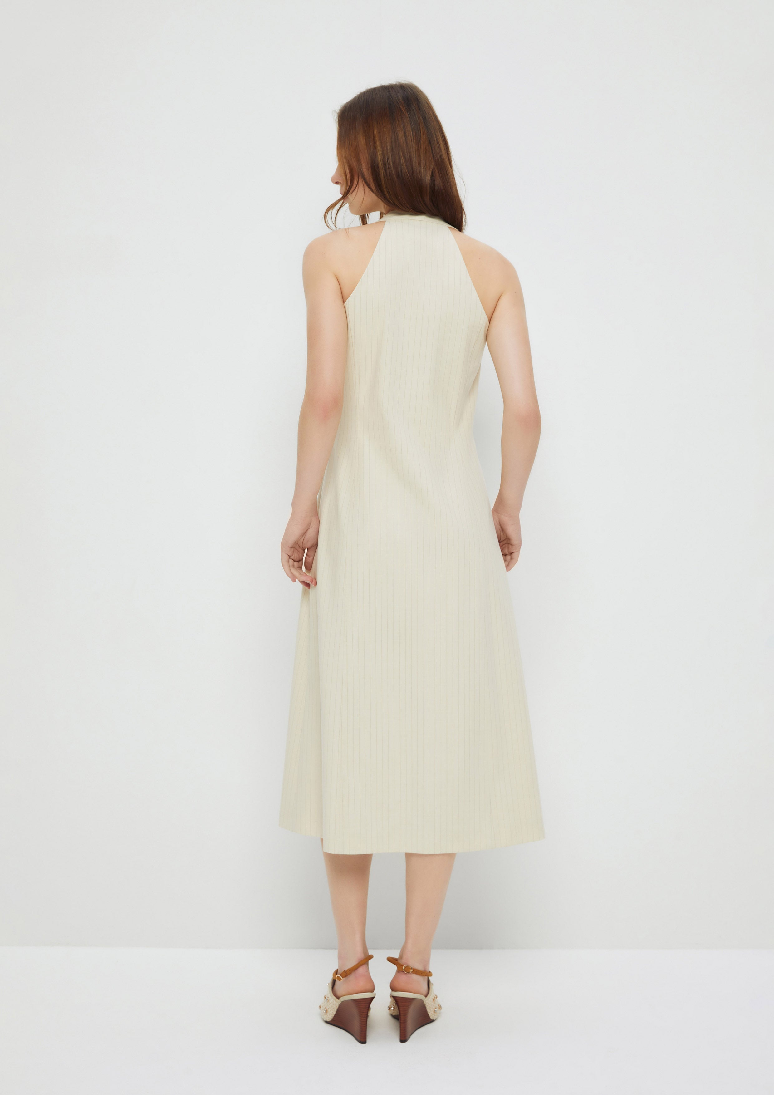 Stripe Double Breast Midi Dress Enchaned Forest