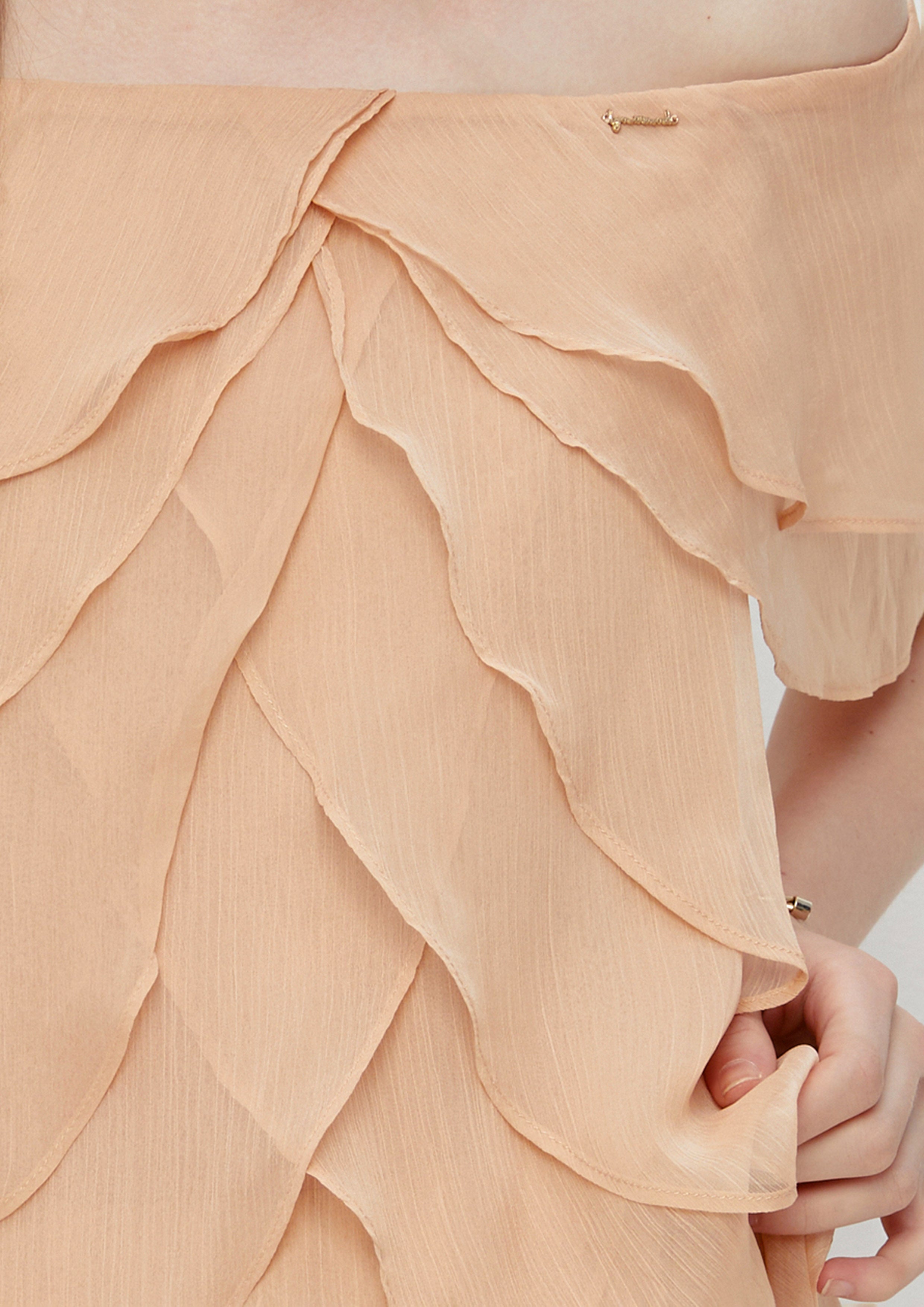 Off-Shoulder Layered Ruffle Dress Whisper of The Song Birds