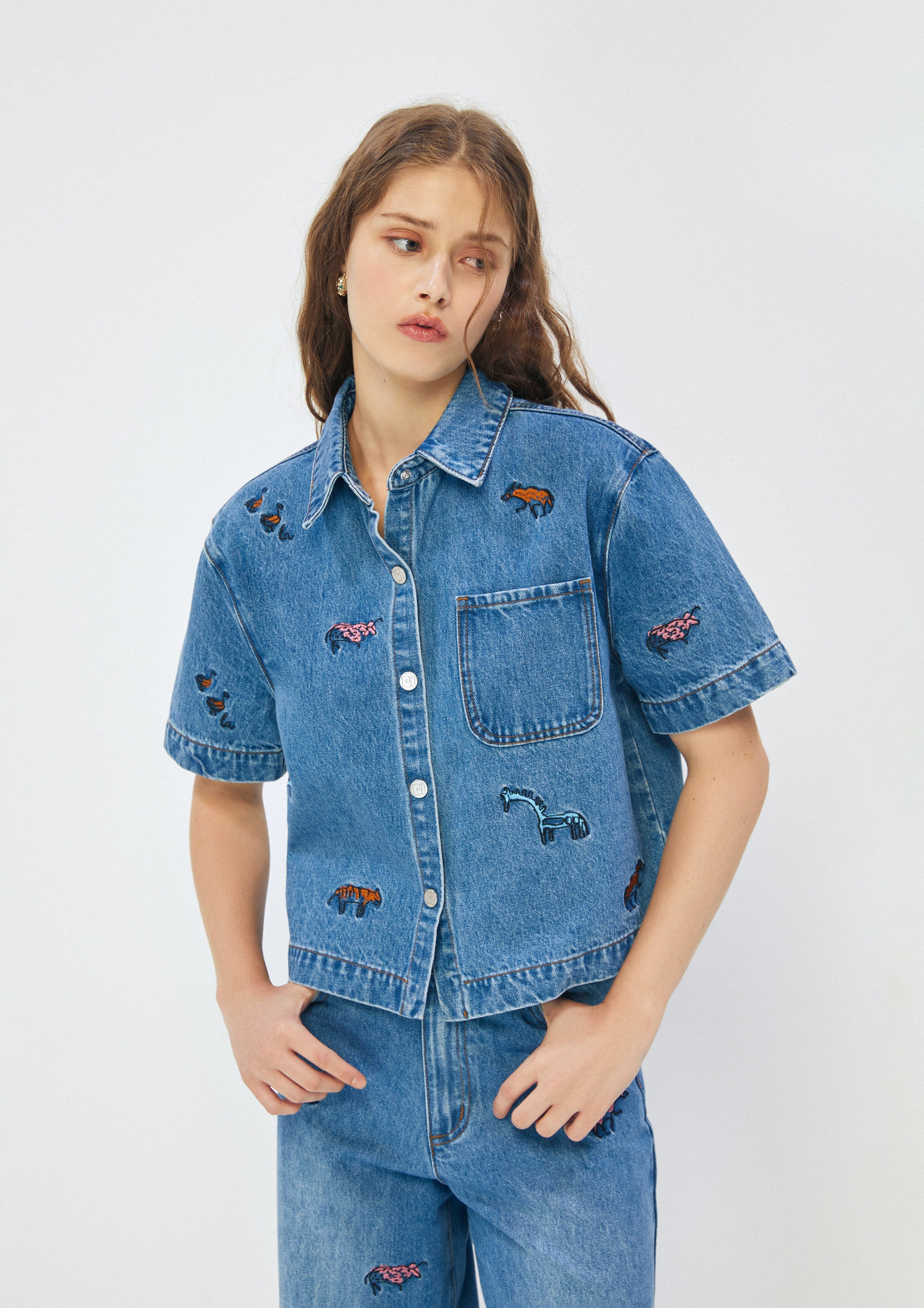 Animal Embroidery Denim Top Africa's Finest