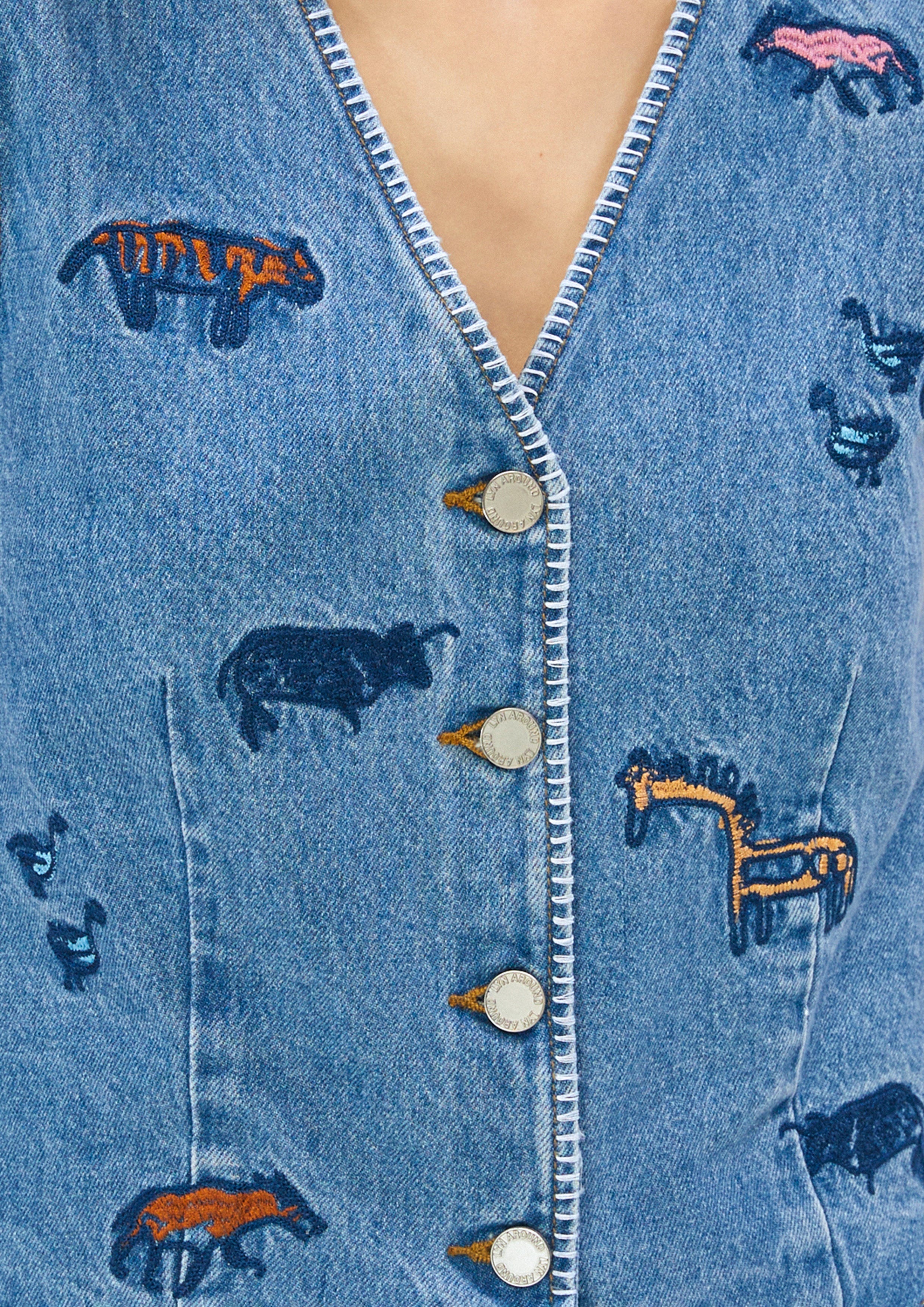Animal Embroidery Denim Vest Africa's Finest
