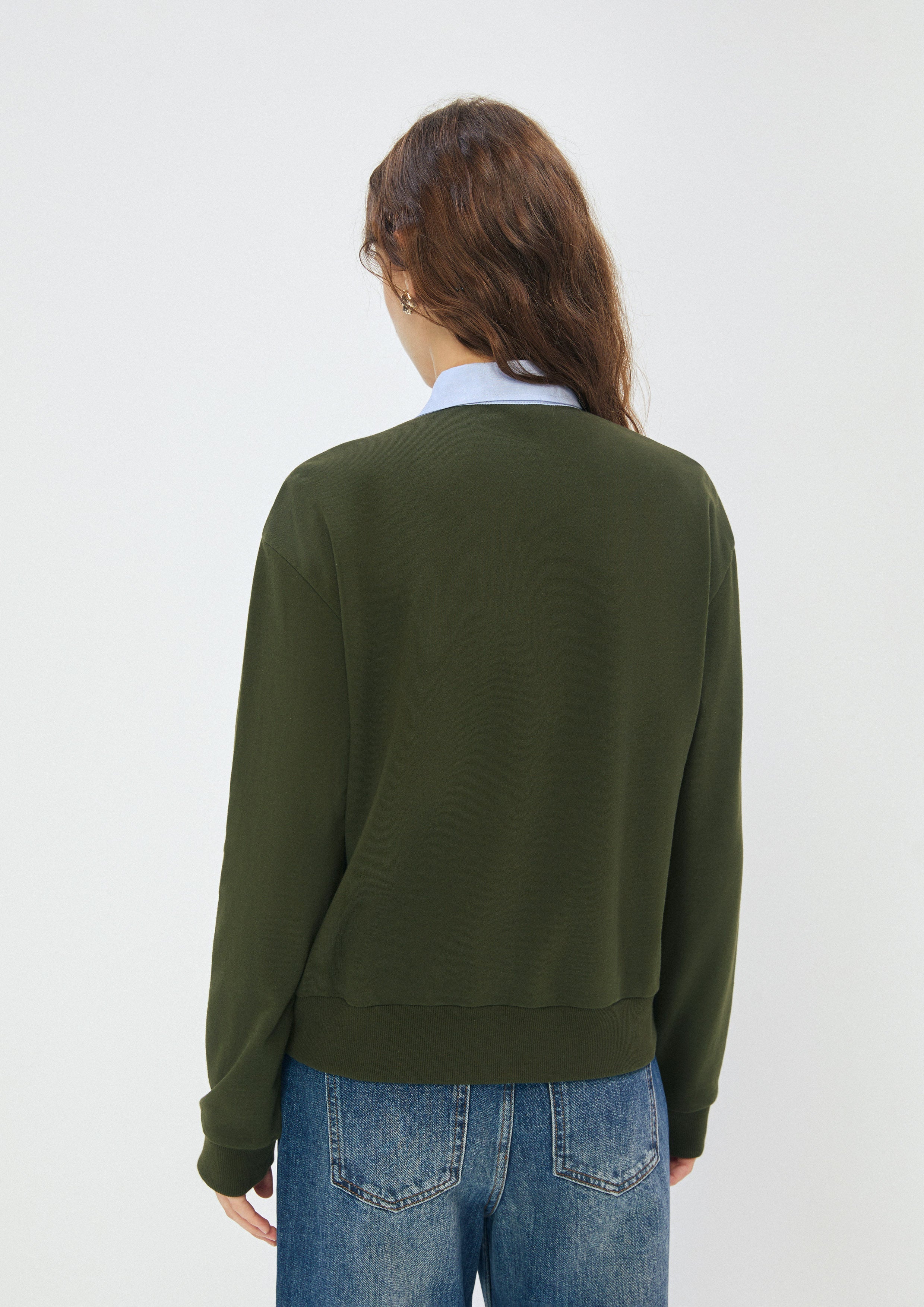 Asymmetric Collar Long Sleeve Pullover Safari Vibes
