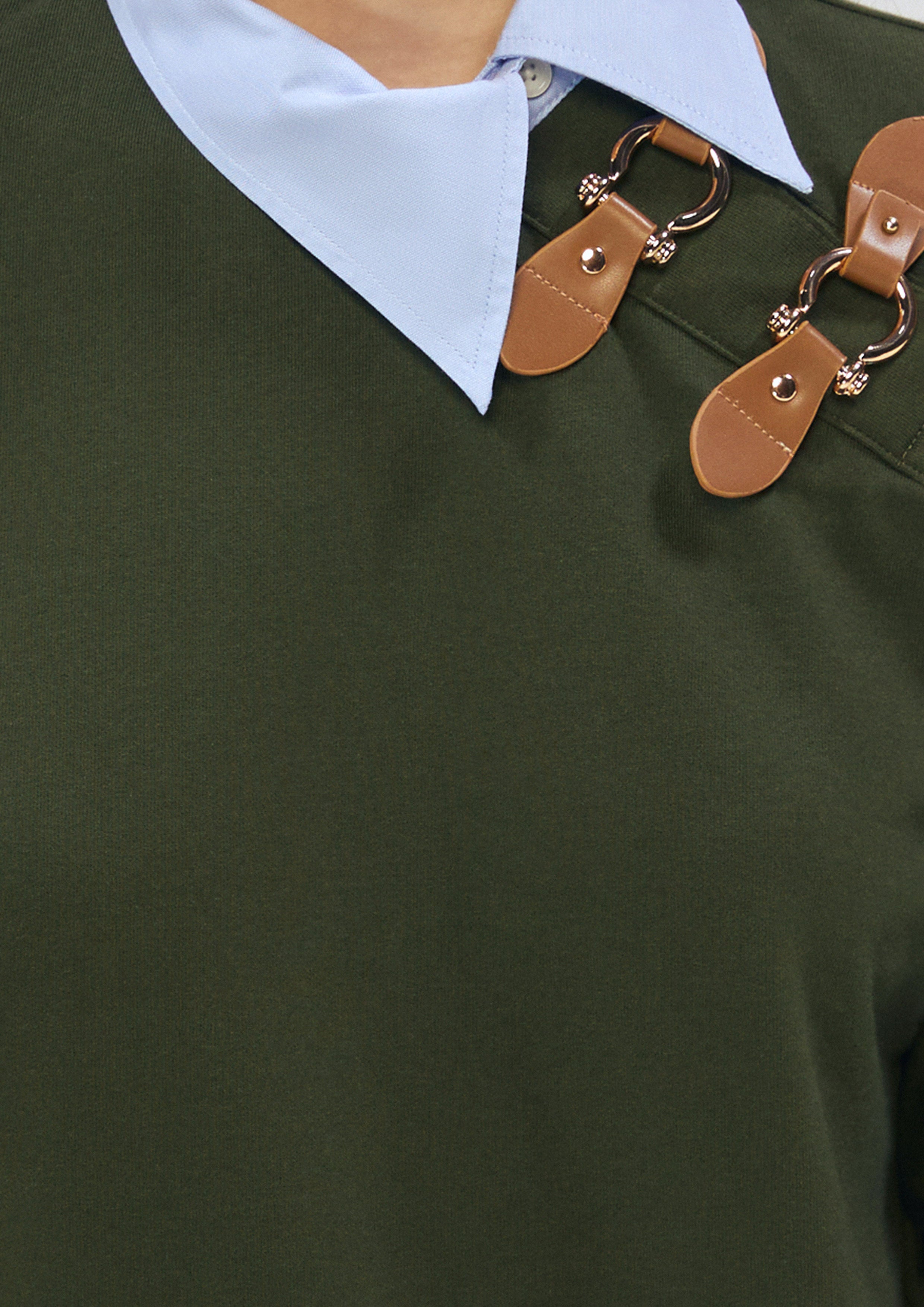 Asymmetric Collar Long Sleeve Pullover Safari Vibes