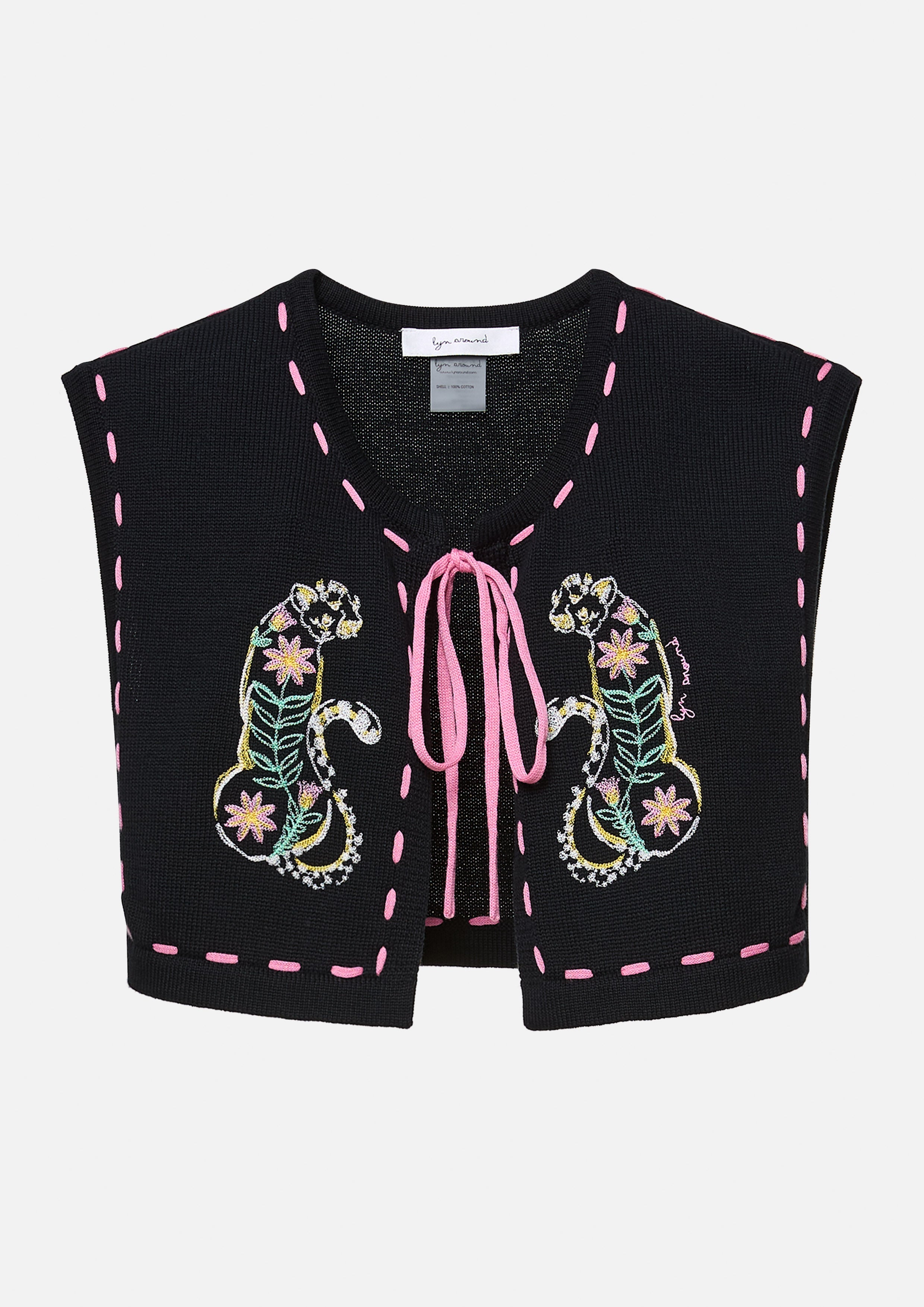 Embroidered Panther Knit Capelet