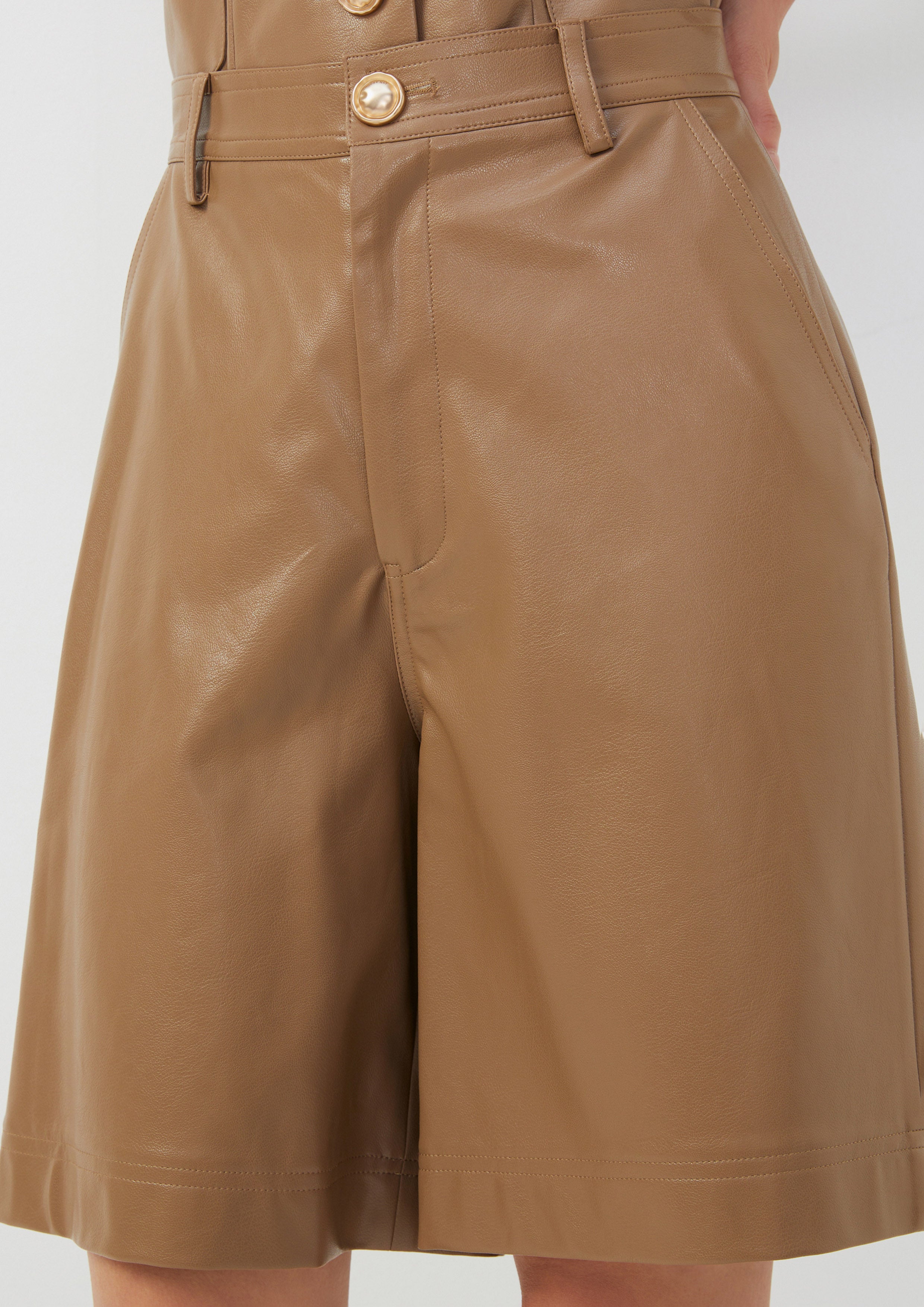Faux Leather Bermuda Shorts Posh Escapade