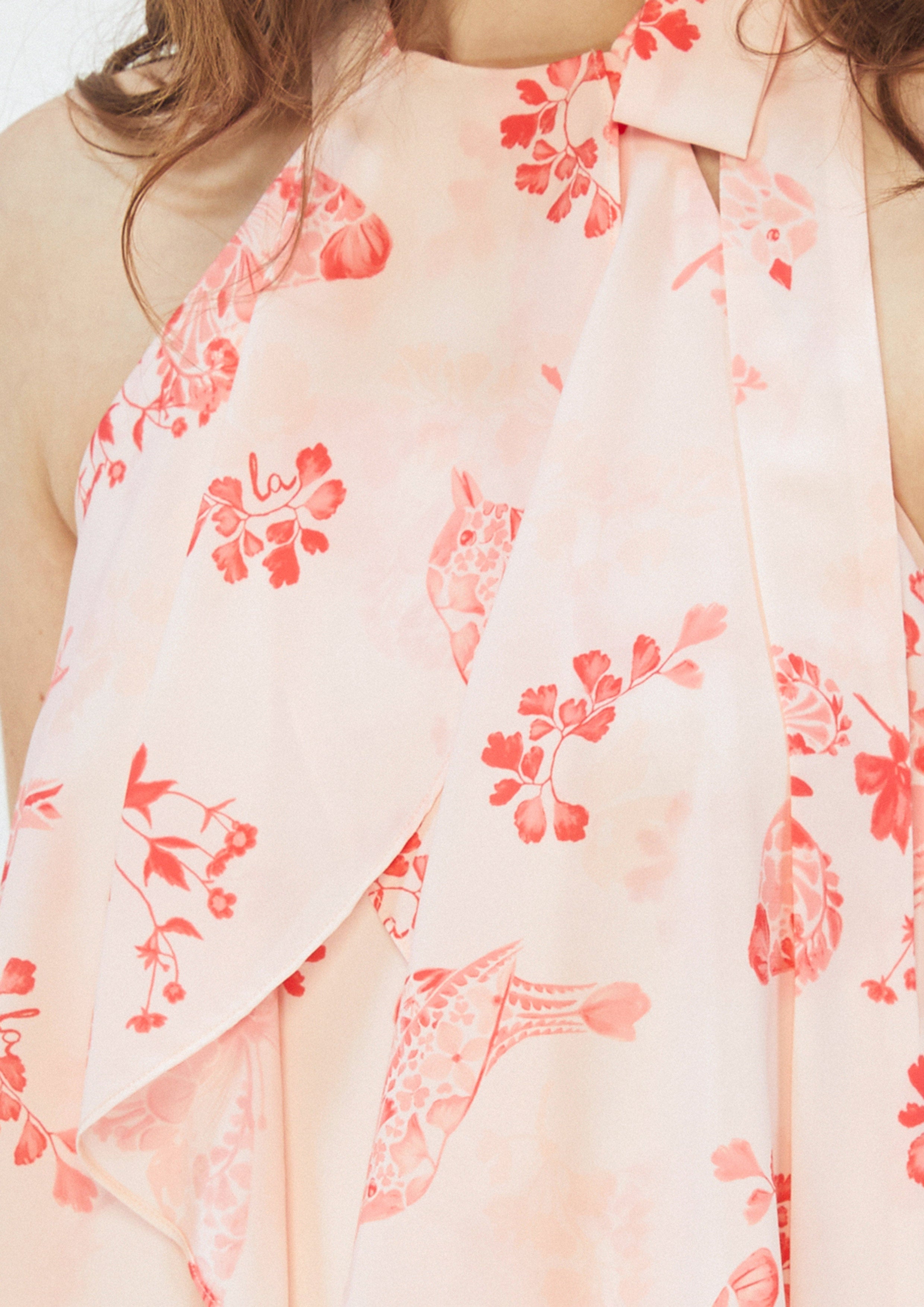 Floral Print Halter Dress Whisper of The Song Birds