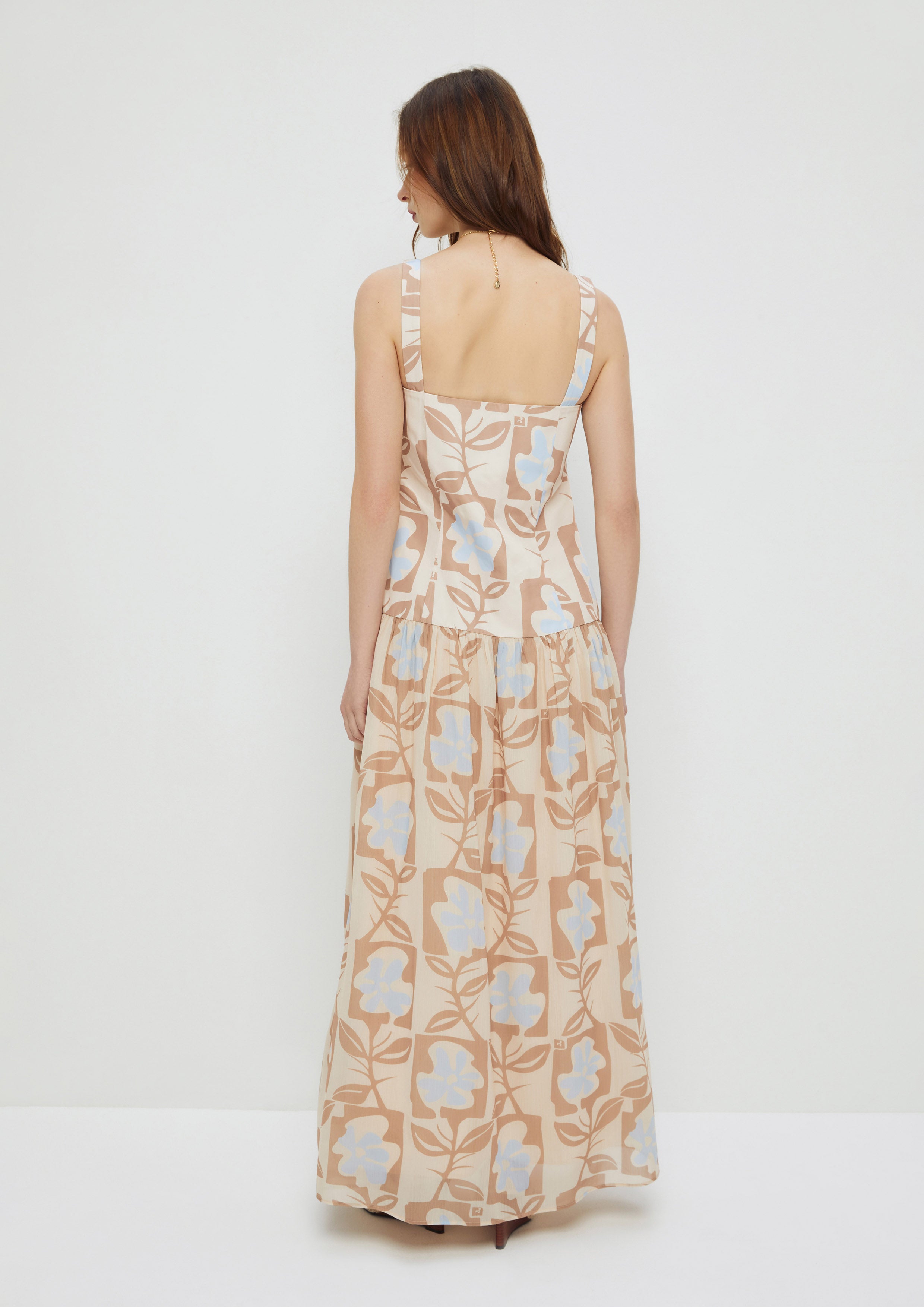 Floral Print Flare Skirt Dress Craft and Carving