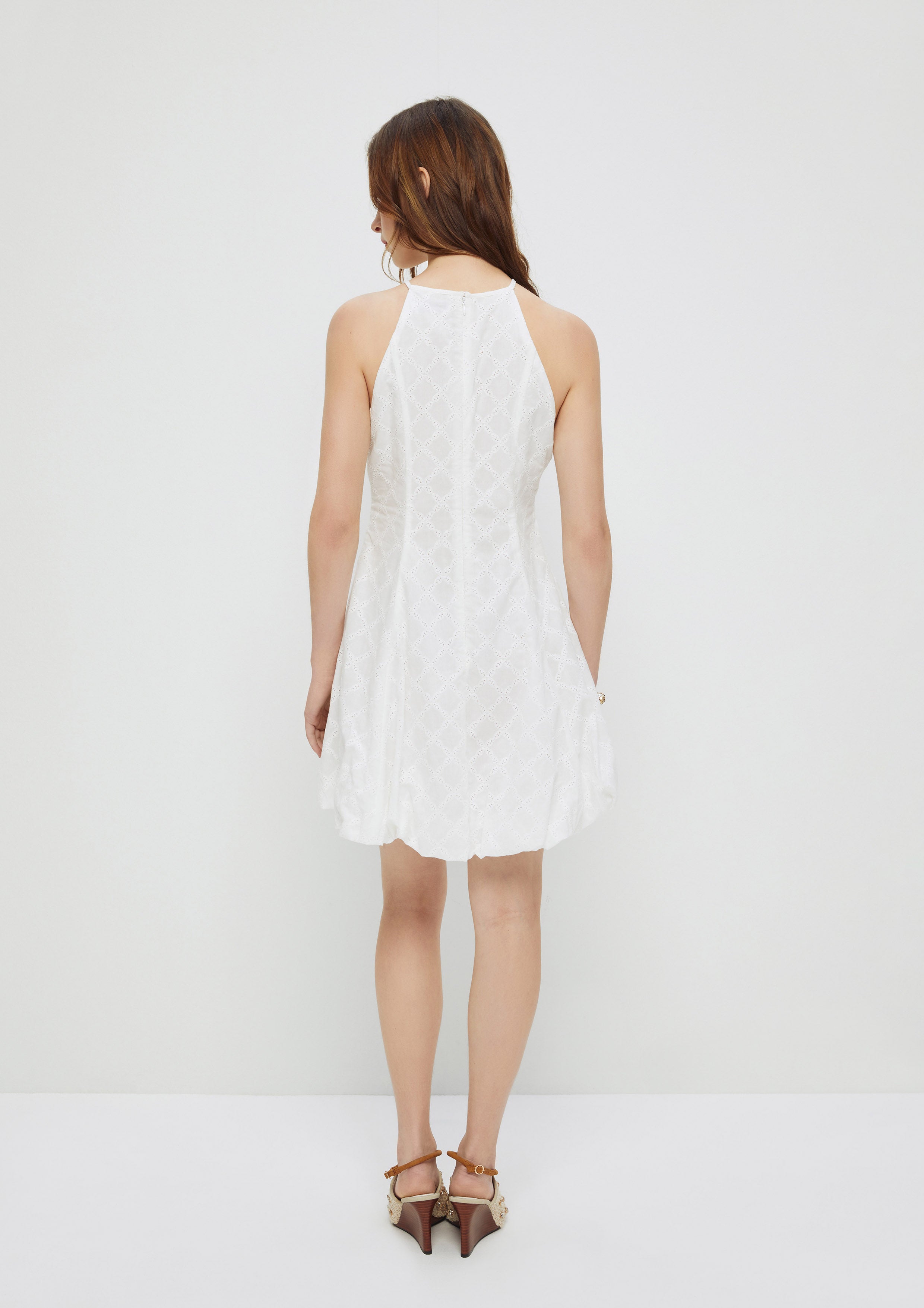 Halter Spaghetti Strap Mini Dress White Horizon