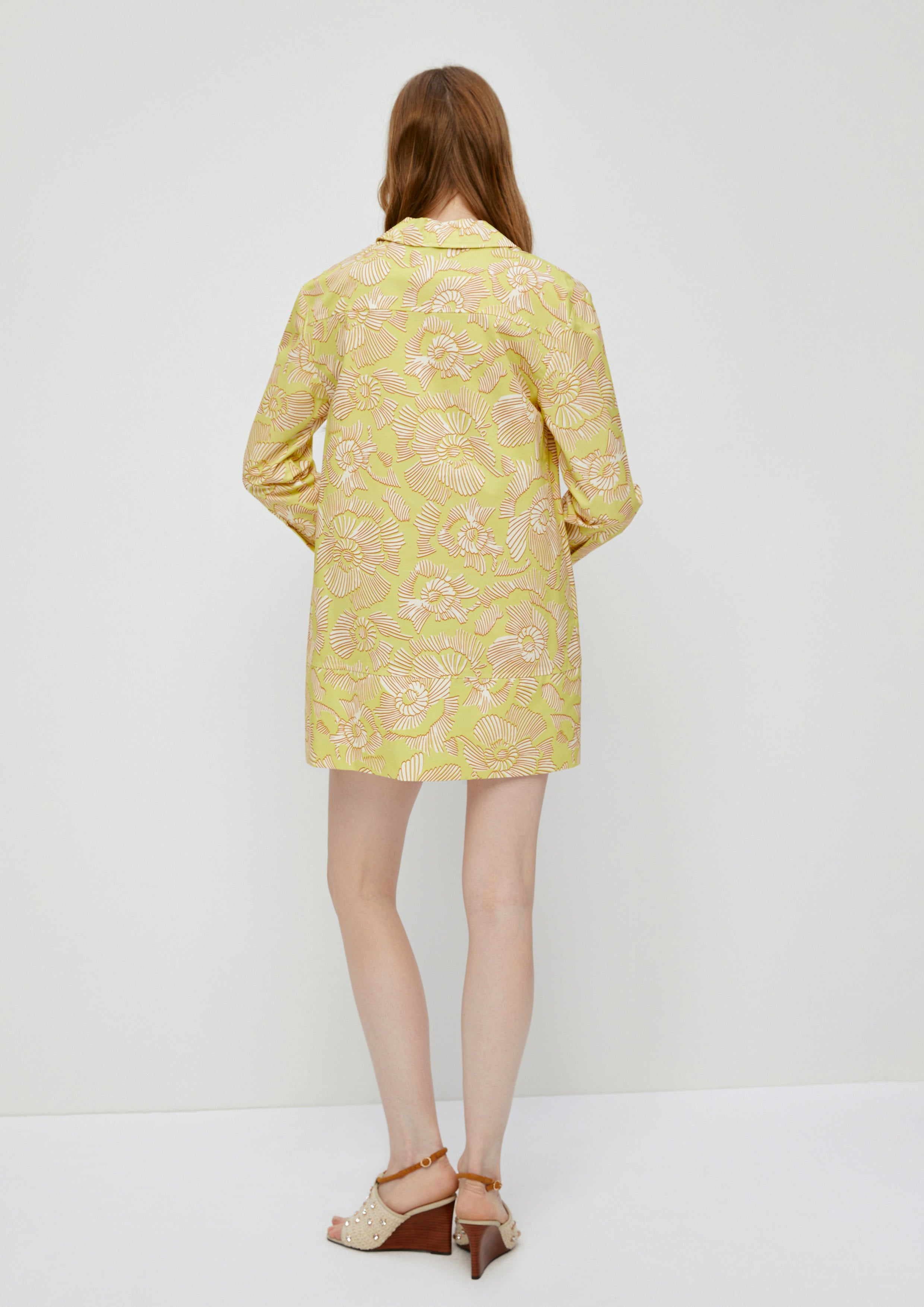 Floral Print Long Sleeve Mini Dress Craft and Carving
