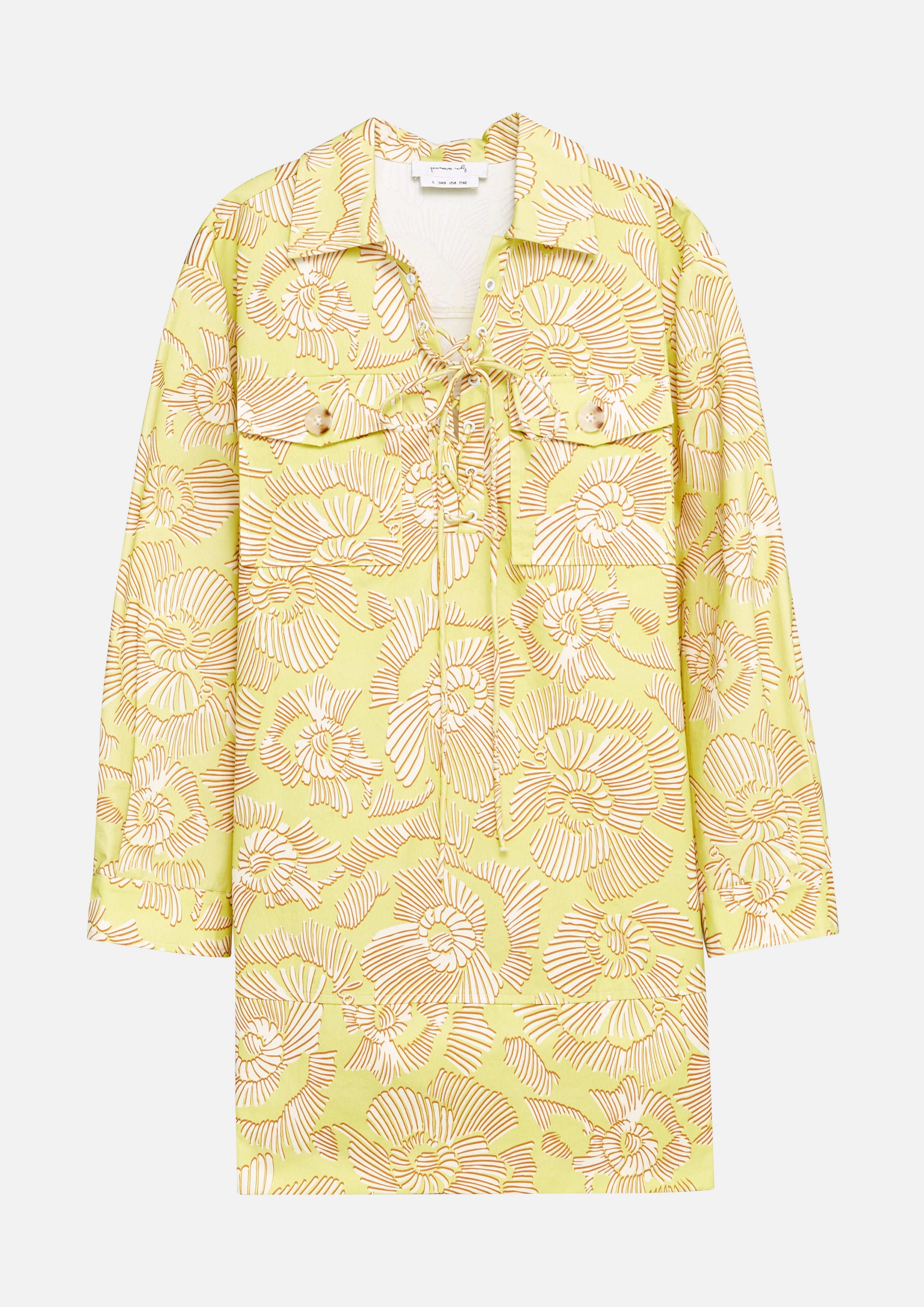Floral Print Long Sleeve Mini Dress Craft and Carving