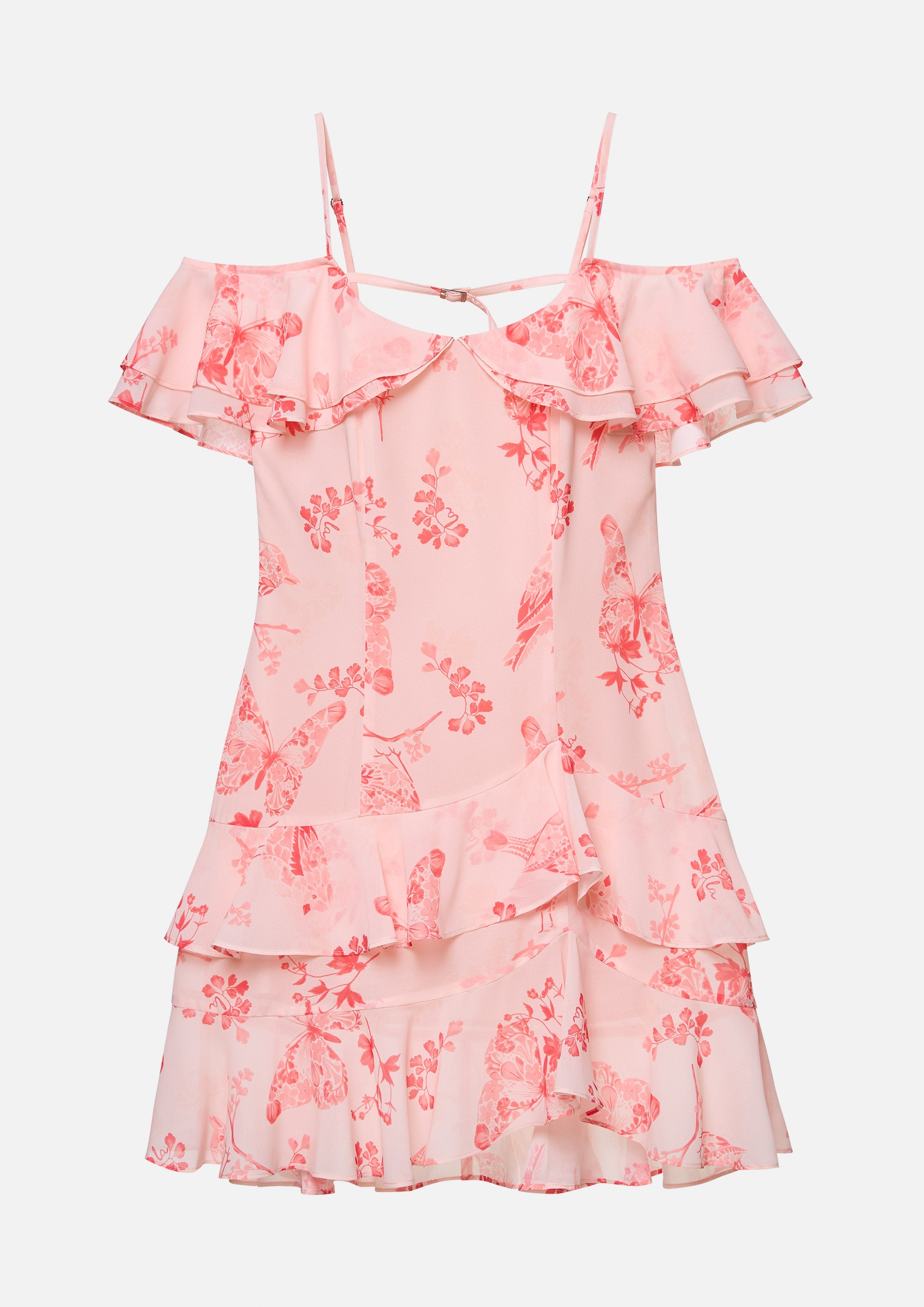 Floral Print Cold Shoulder Dress Whisper of The Song Birds