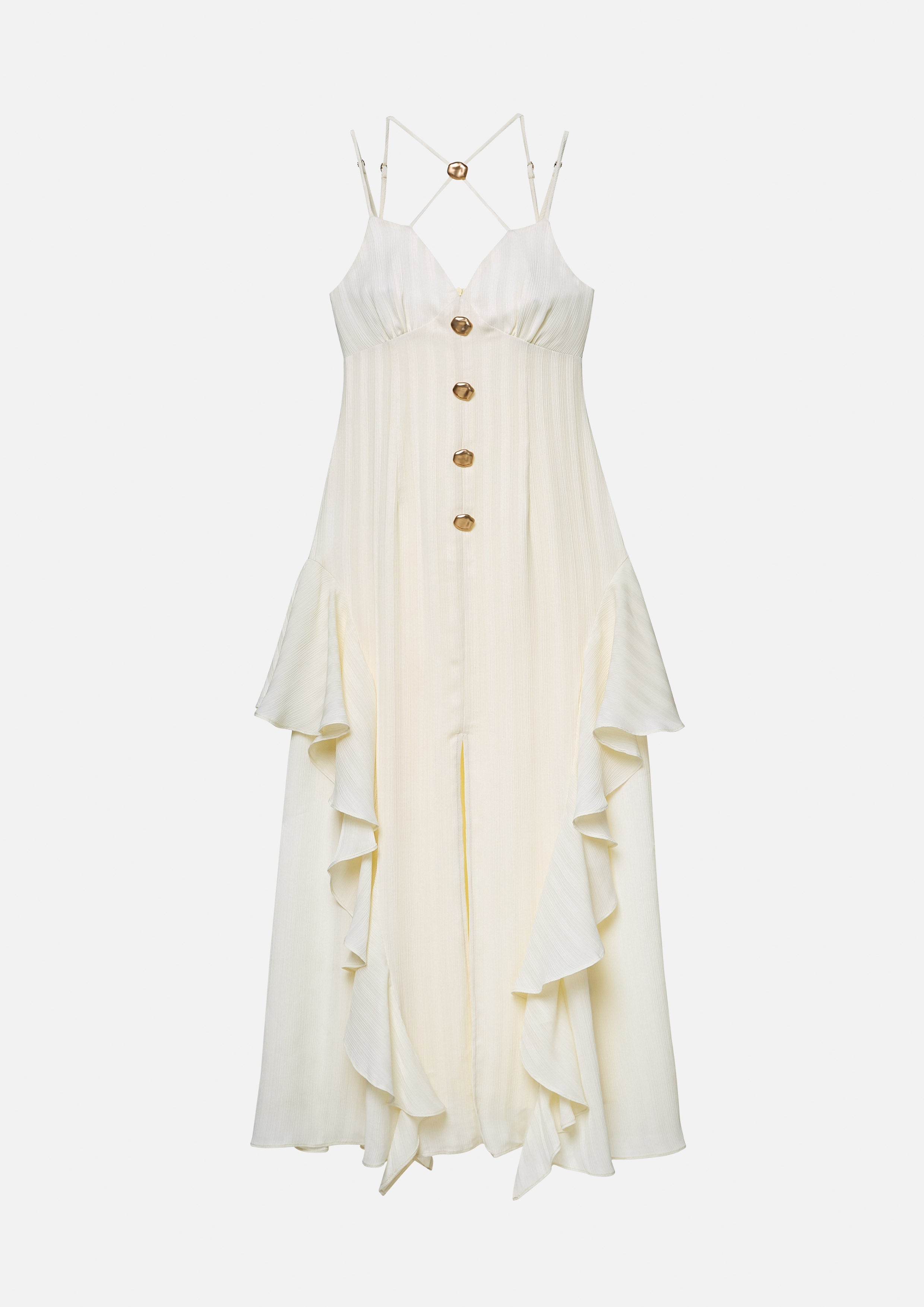 Ruffle Trim Strap Dress Whisper of The Song Birds