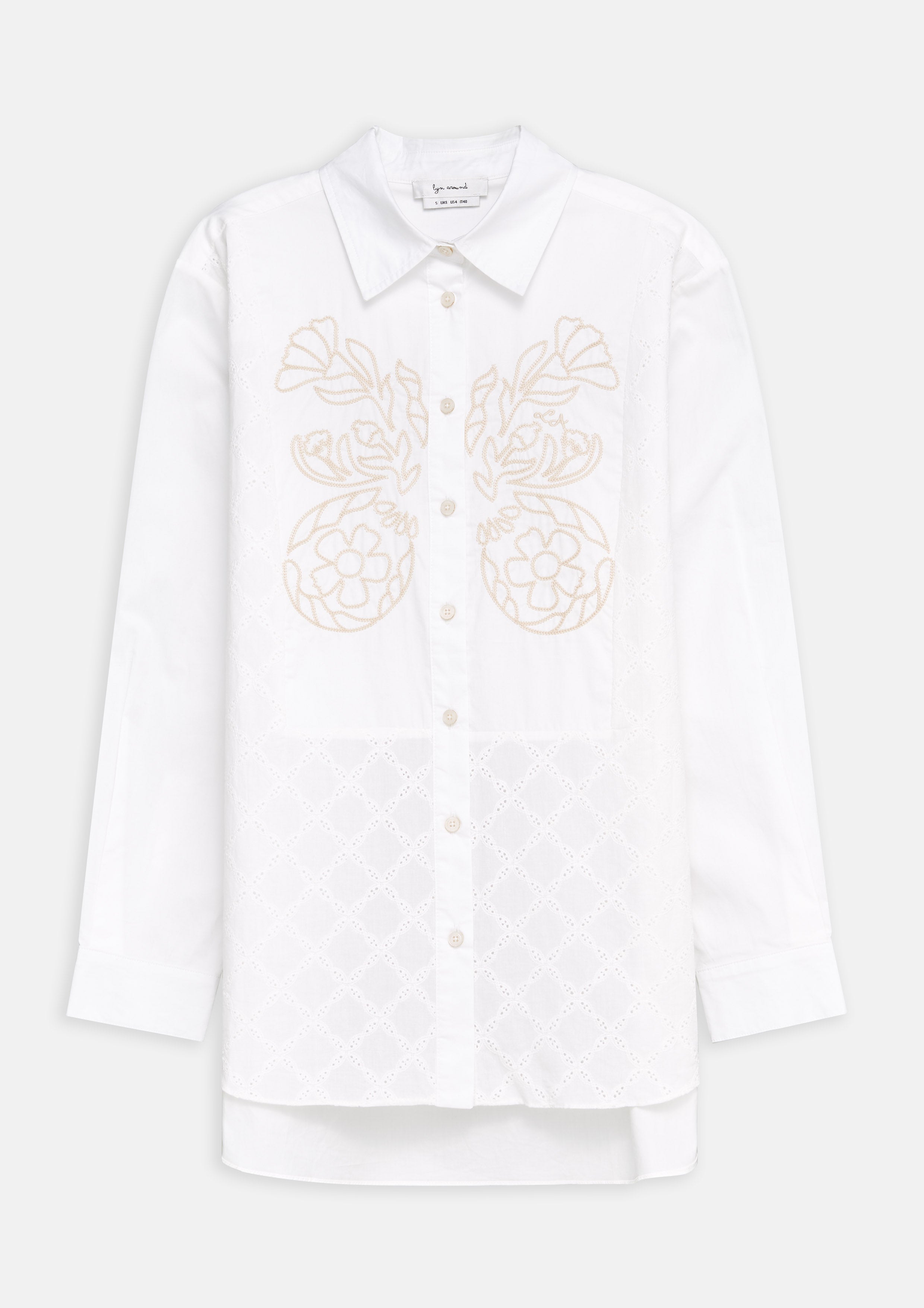 เสื้อเชิ้ตแขนยาวบุลายควิลล์ คอลเลกชัน White Horizon