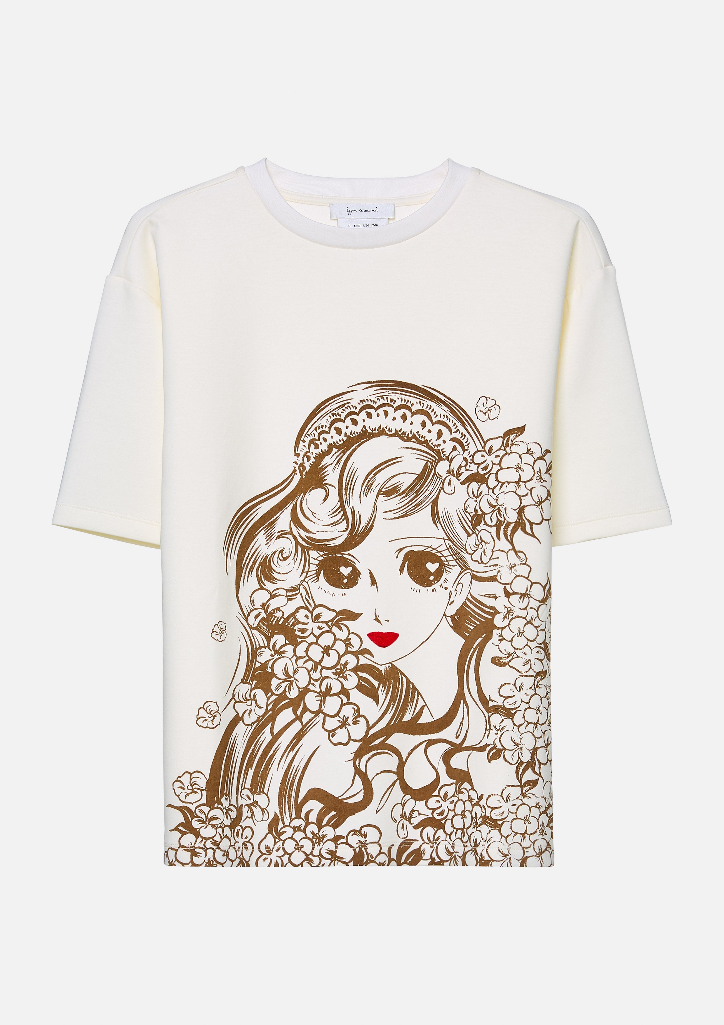 เสื้อยืดโอเวอร์ไซส์แขนสั้นพิมพ์ลาย