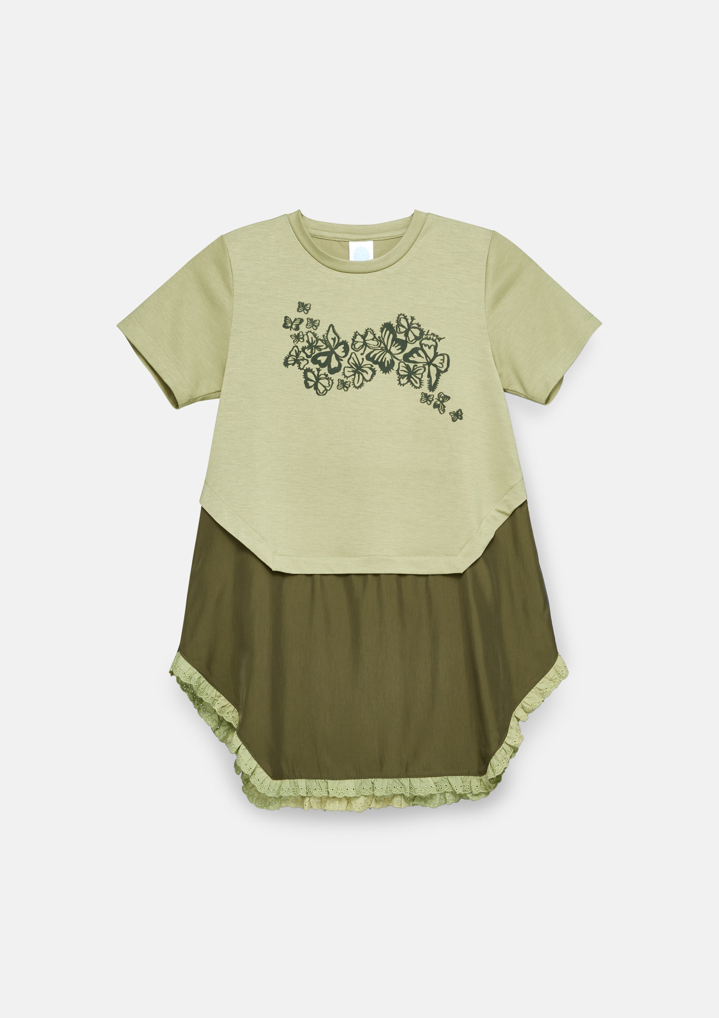 Frill Trim Asymmetric Skirt Mini Dress For Girl Woodland Wonderlust