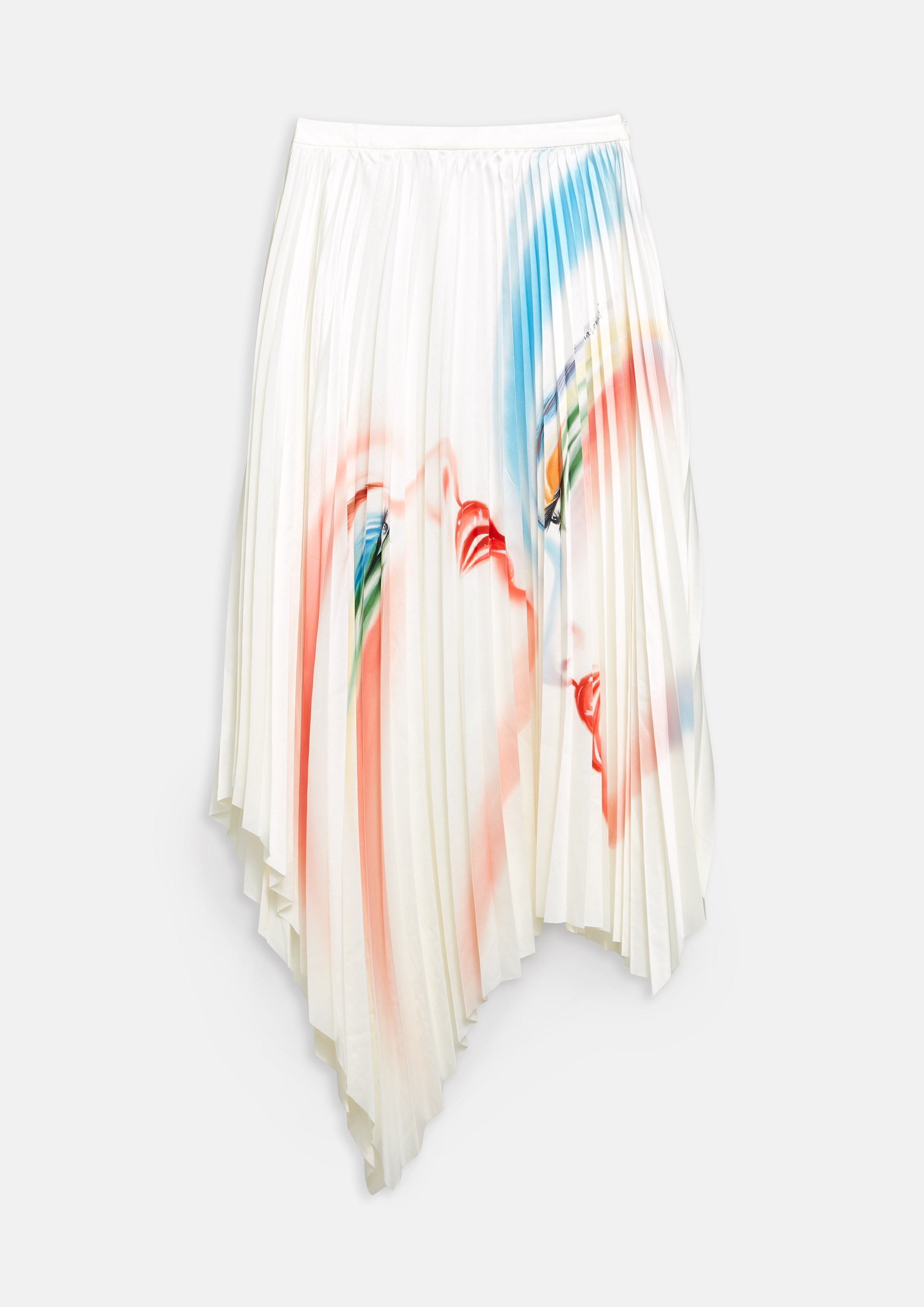 Print Pleated Asymmetric Skirt Echo