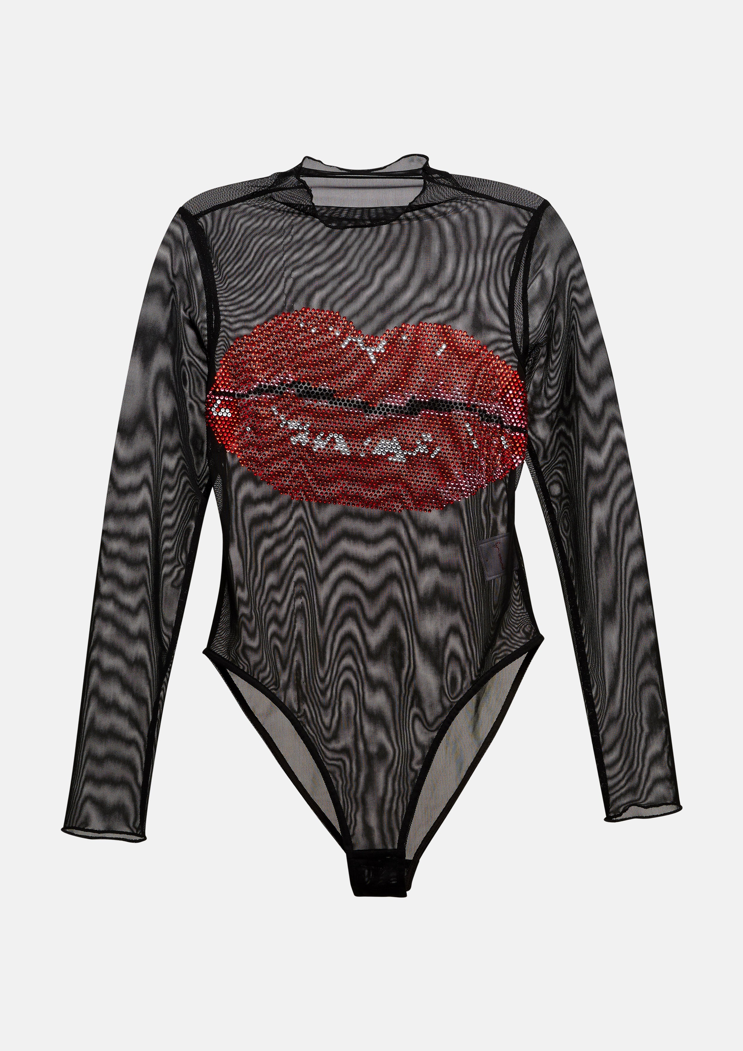 Mouth Print Long Sleeve Bodysuit Echo