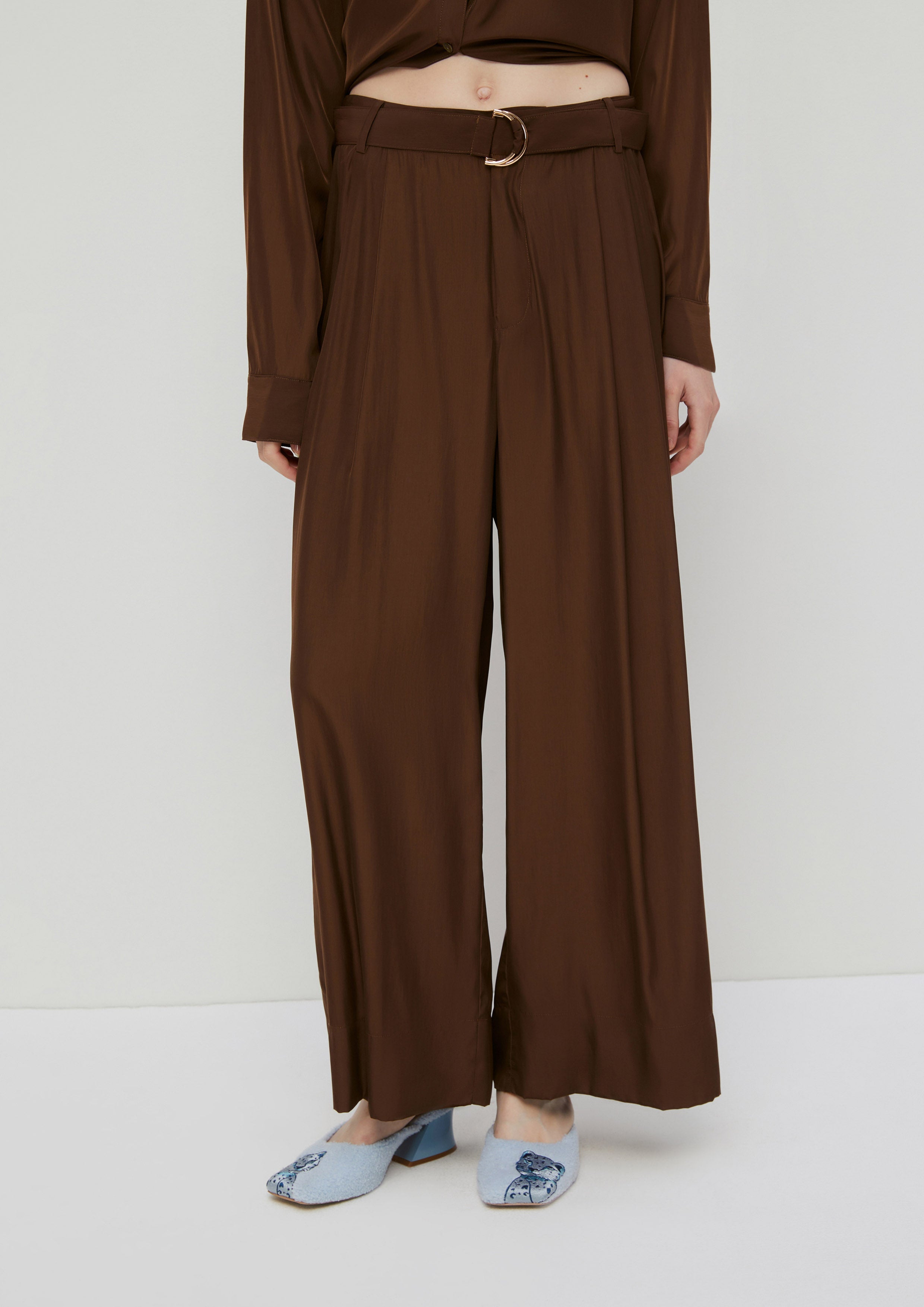 Wide Legs Pants With Waist Belt Woodland Wonderlust
