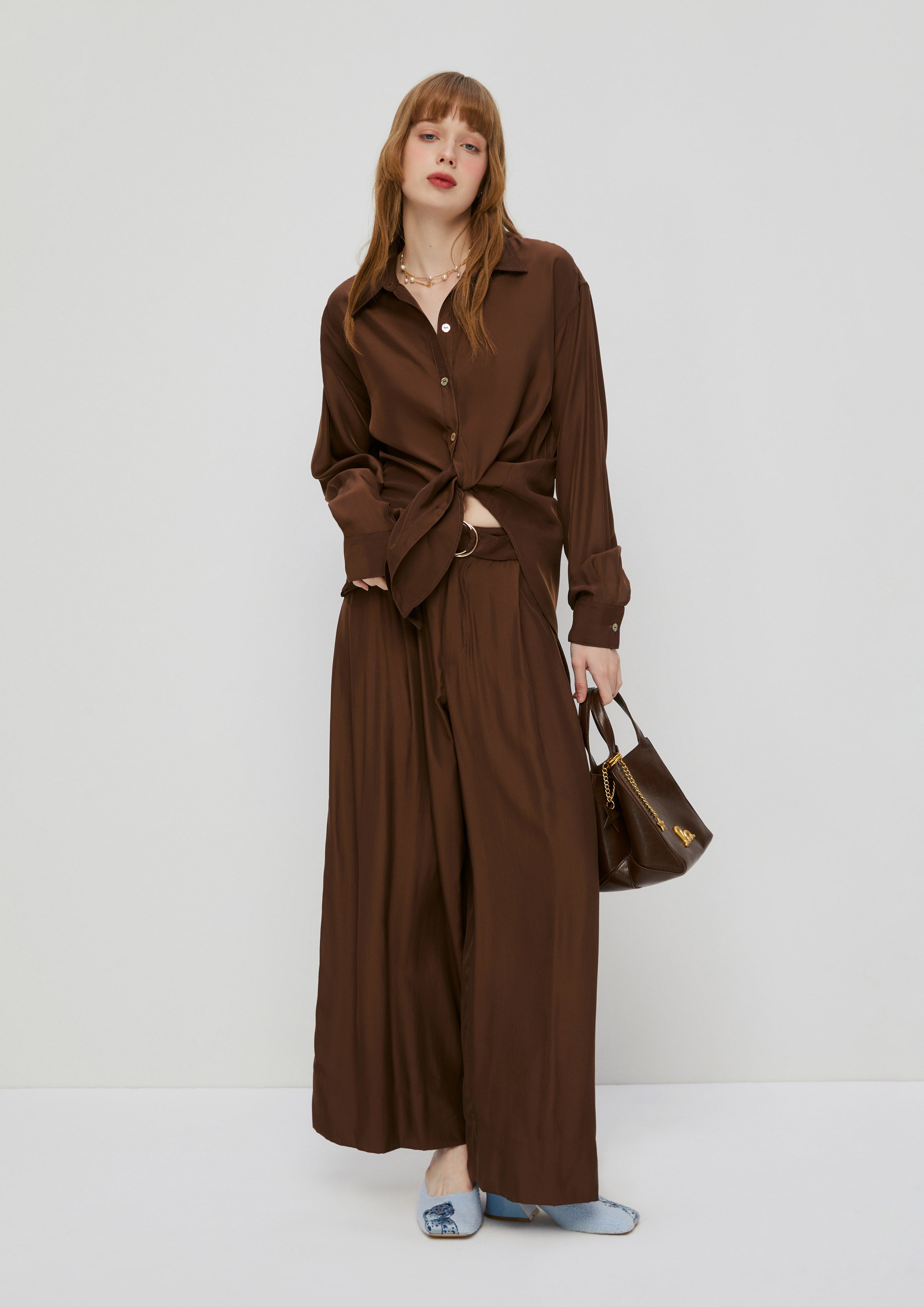 Wide Legs Pants With Waist Belt Woodland Wonderlust