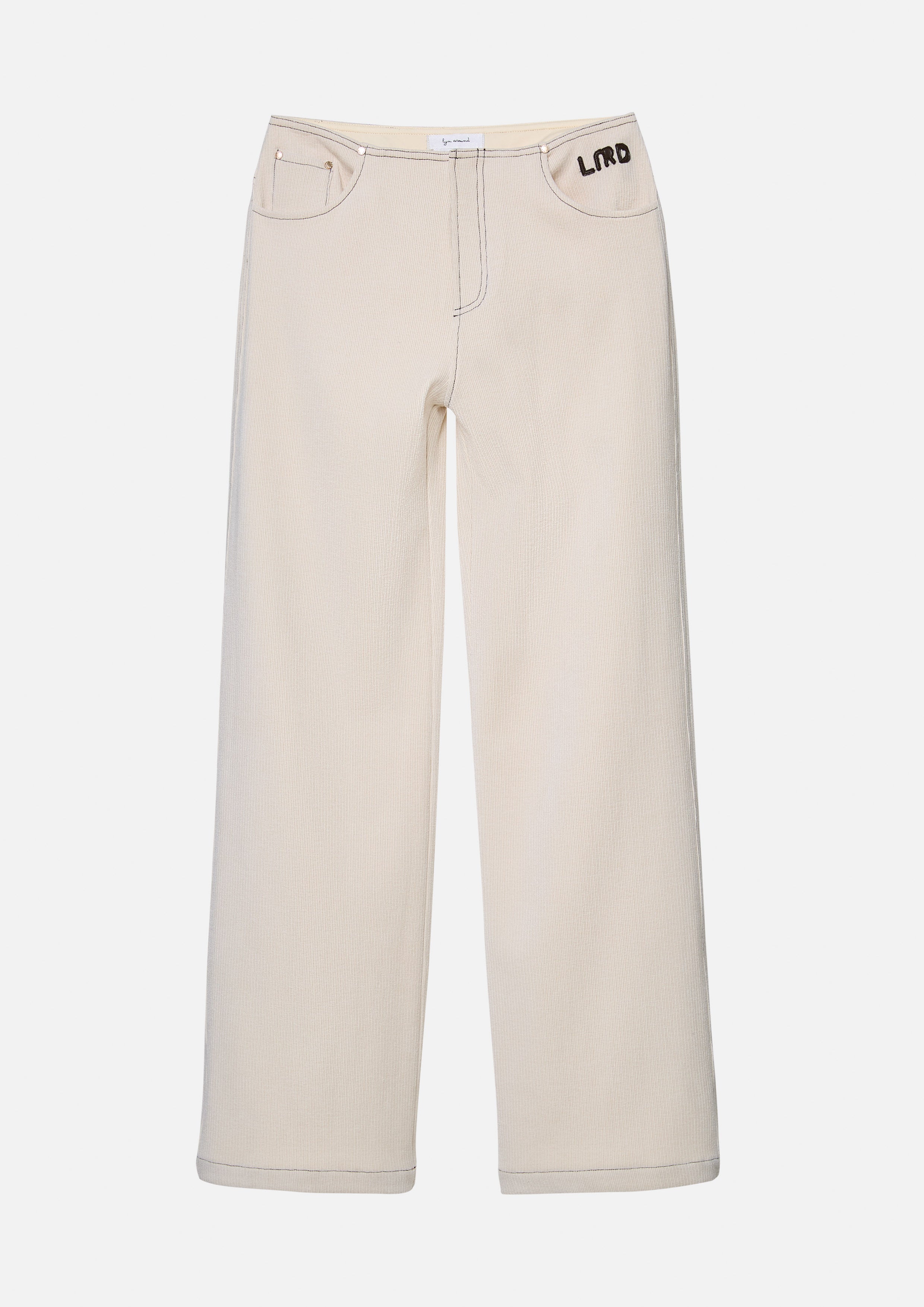 Corduroy Pants With Logo Leather Embroidery King Shere Khan