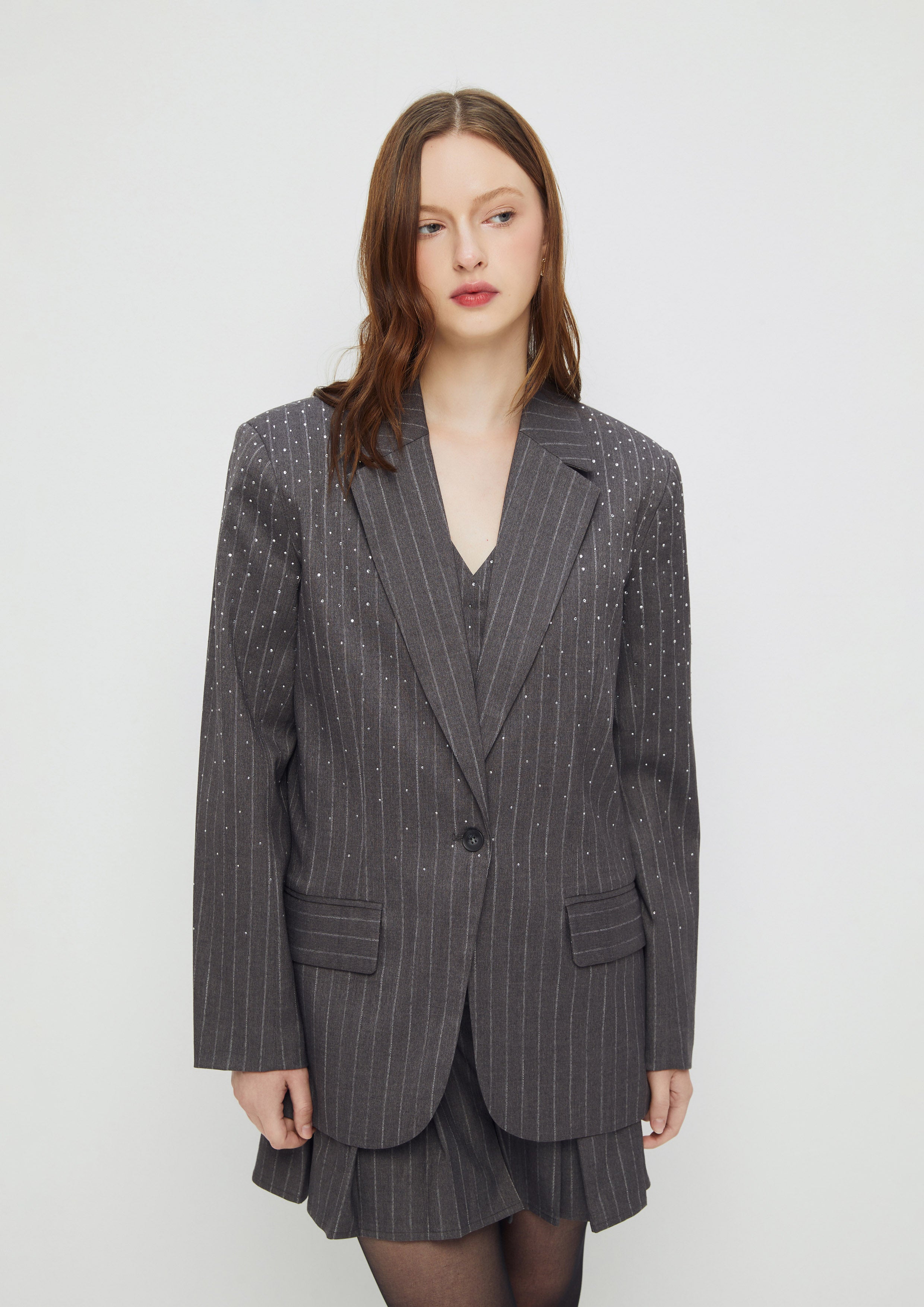 Pinstripe Oversize Blazer Sparkling Stars