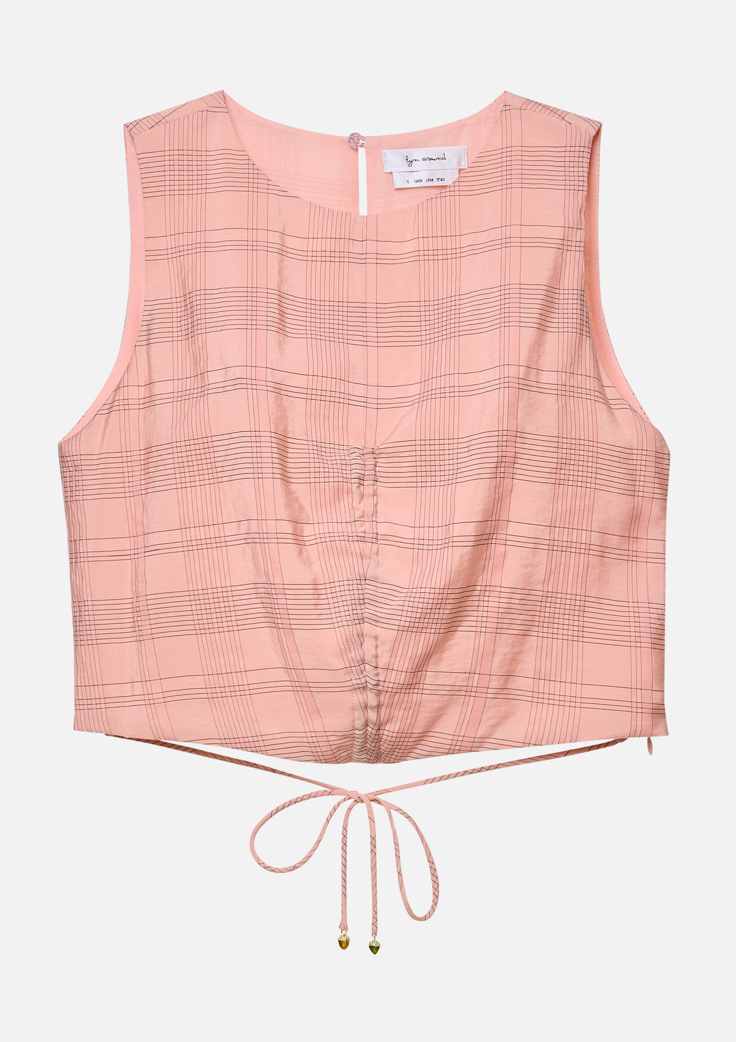 เสื้อครอปแขนกุดลายตาราง คอลเลกชัน Woodland Wonderlust