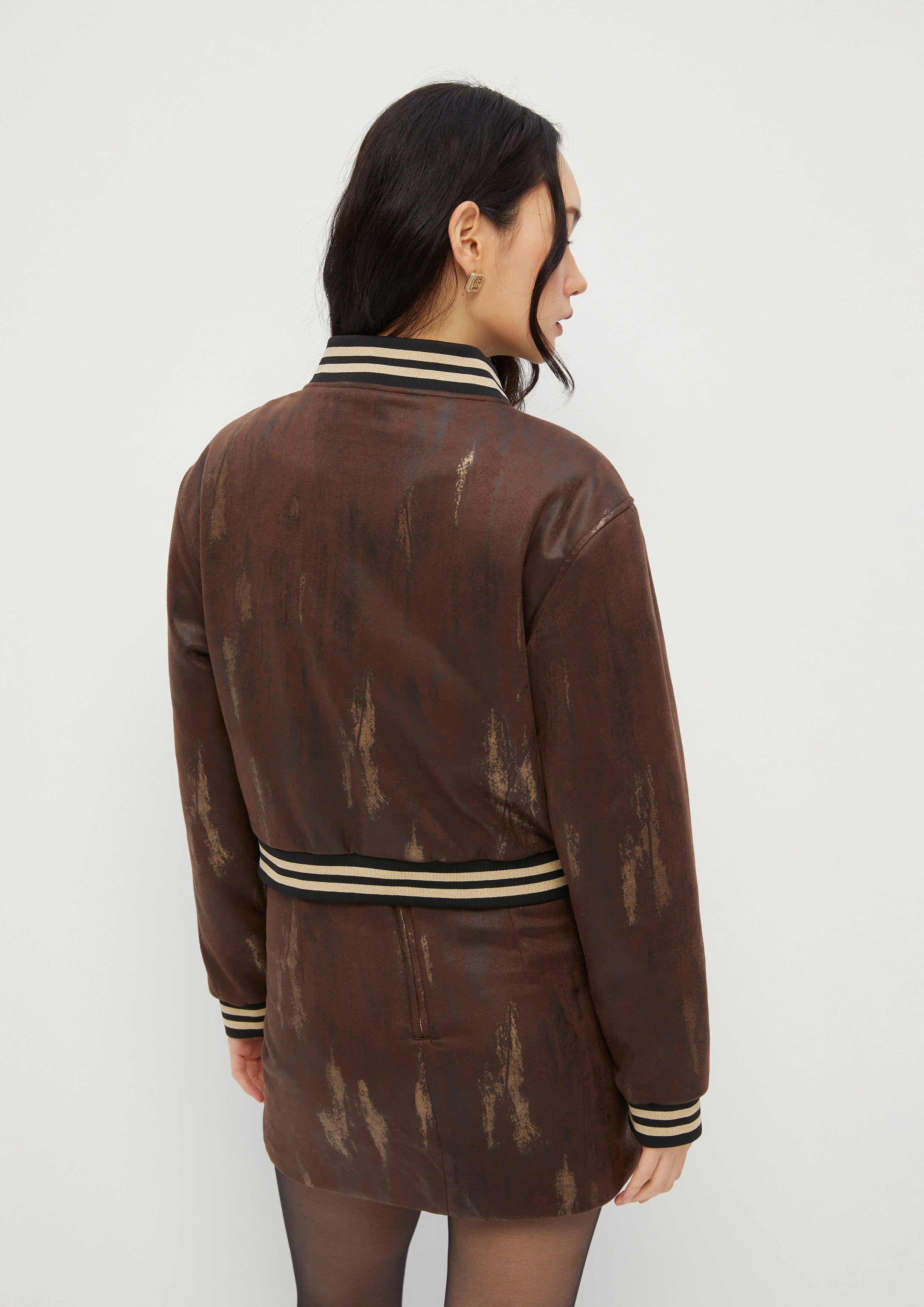 Suede Sequin Embroidery Bomber Jacket King Shere Khan
