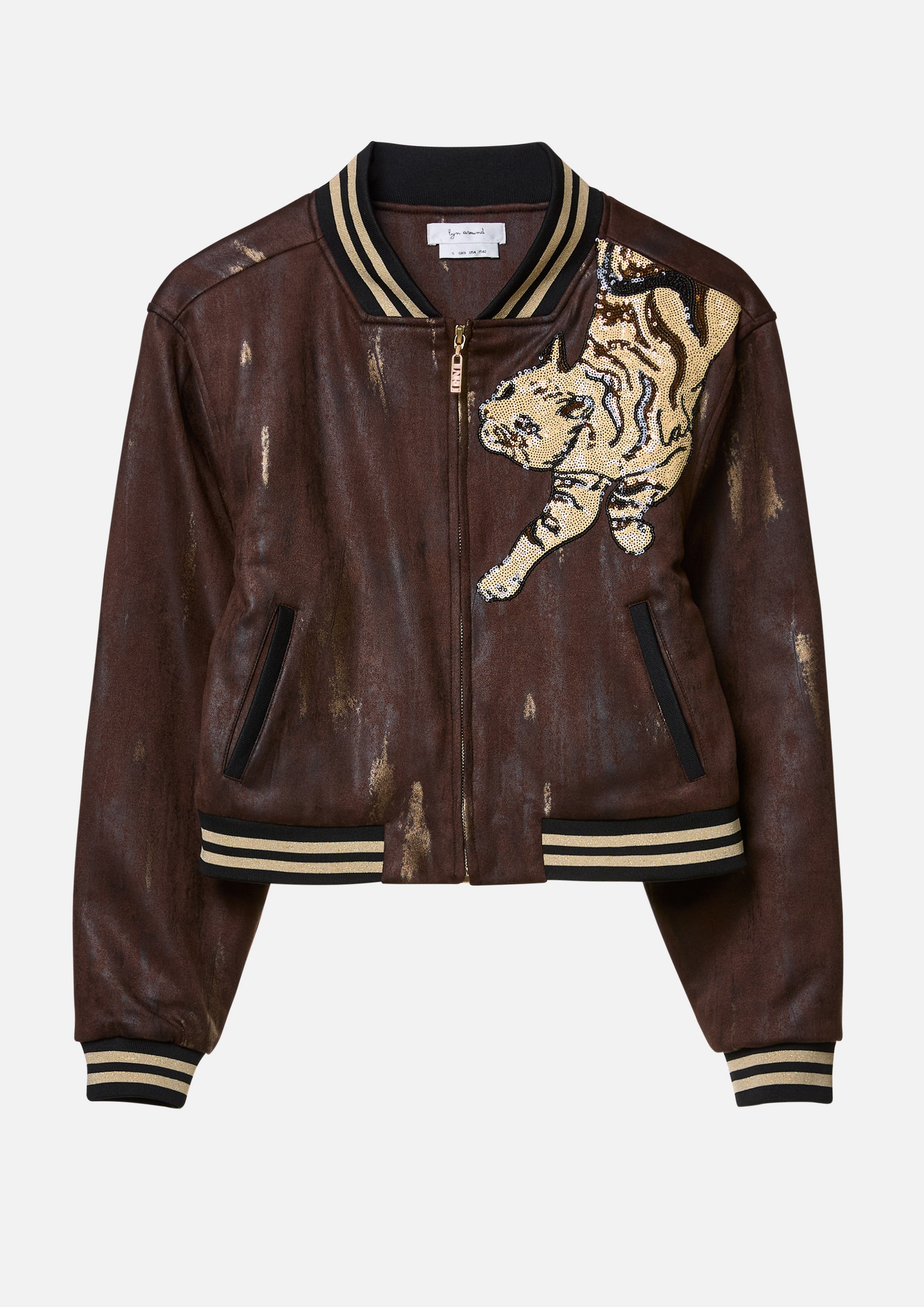 Suede Sequin Embroidery Bomber Jacket King Shere Khan