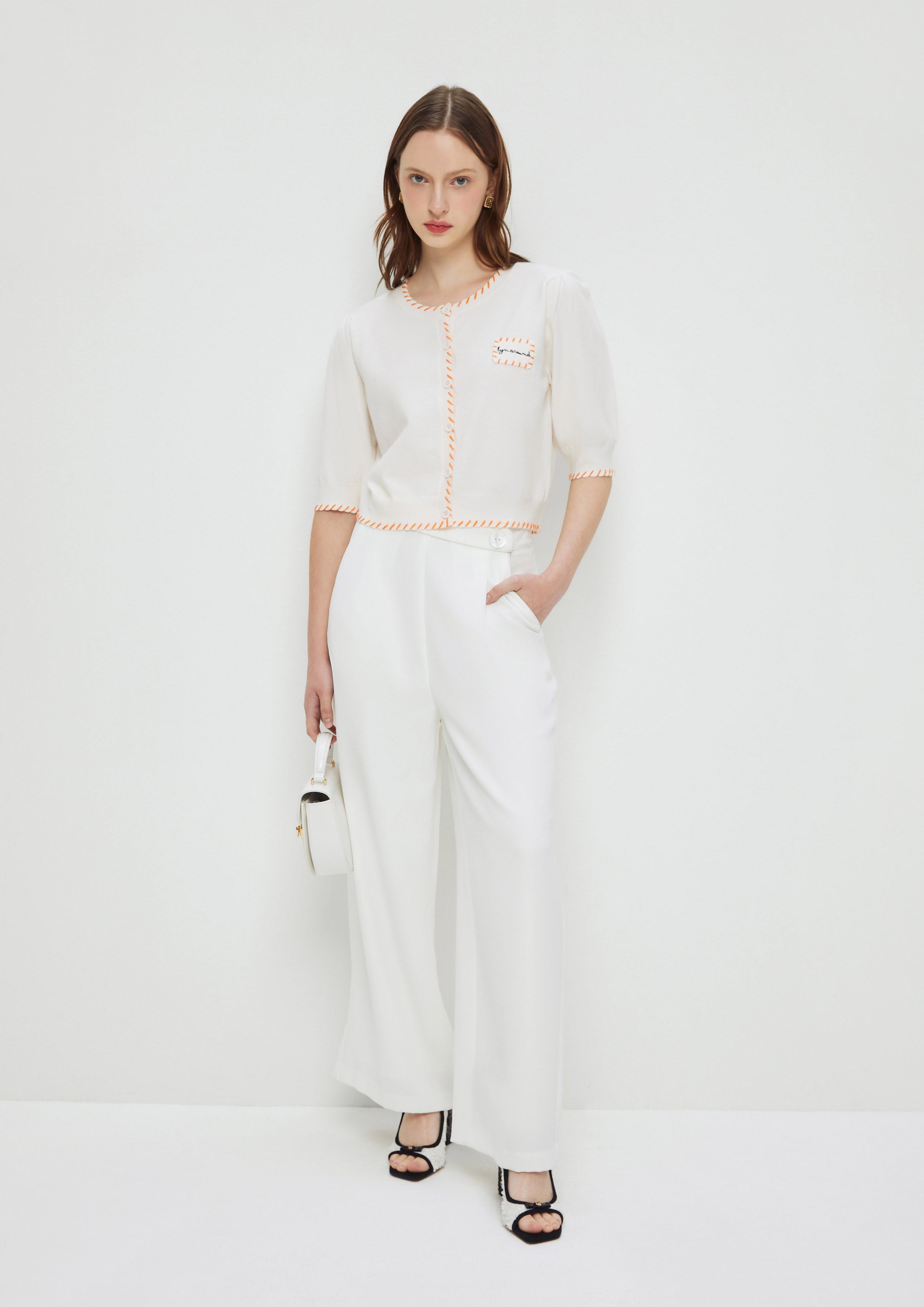 Logo Embroidery Short Sleeve Cardigan Enchanted Forest