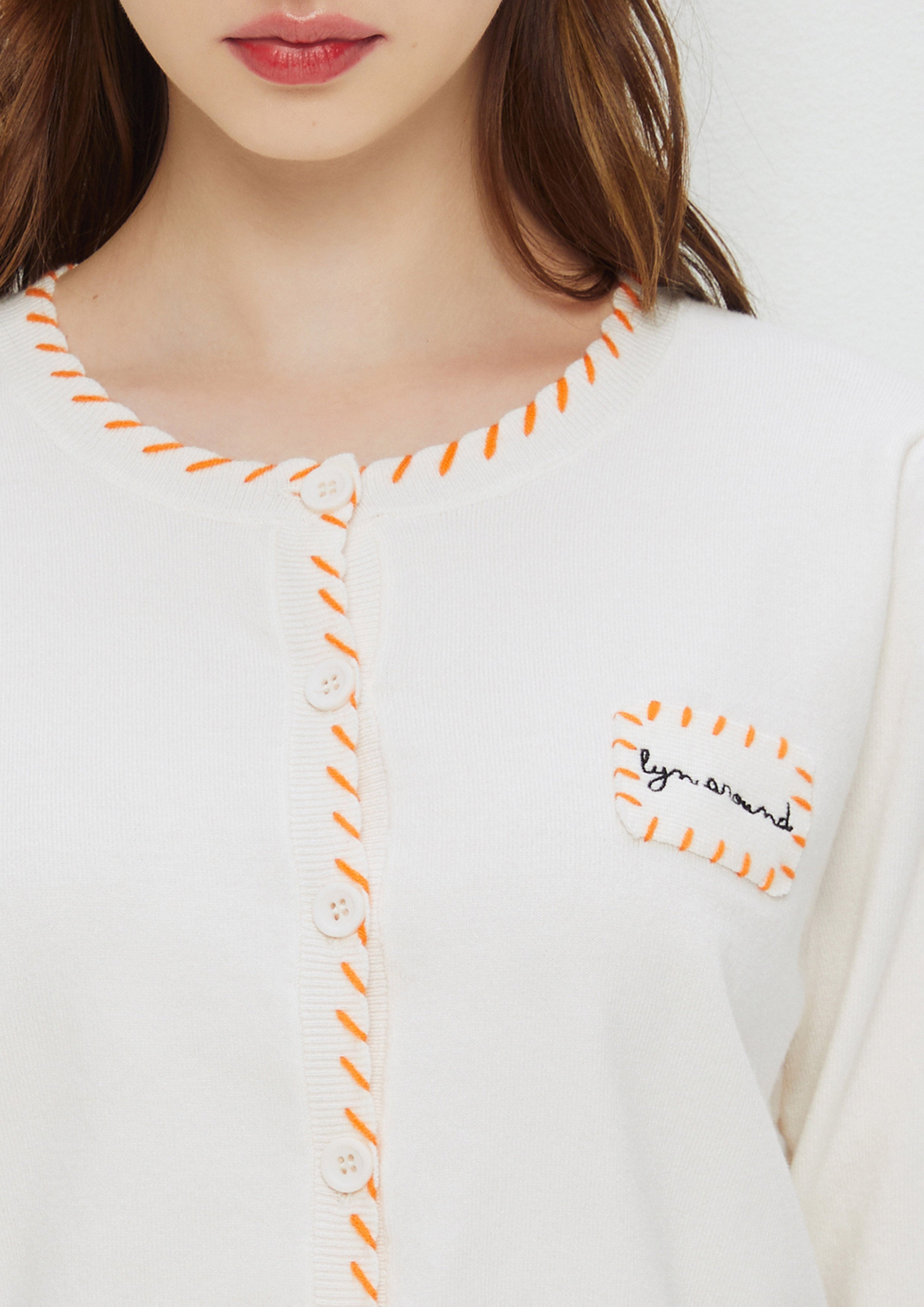 Logo Embroidery Short Sleeve Cardigan Enchanted Forest