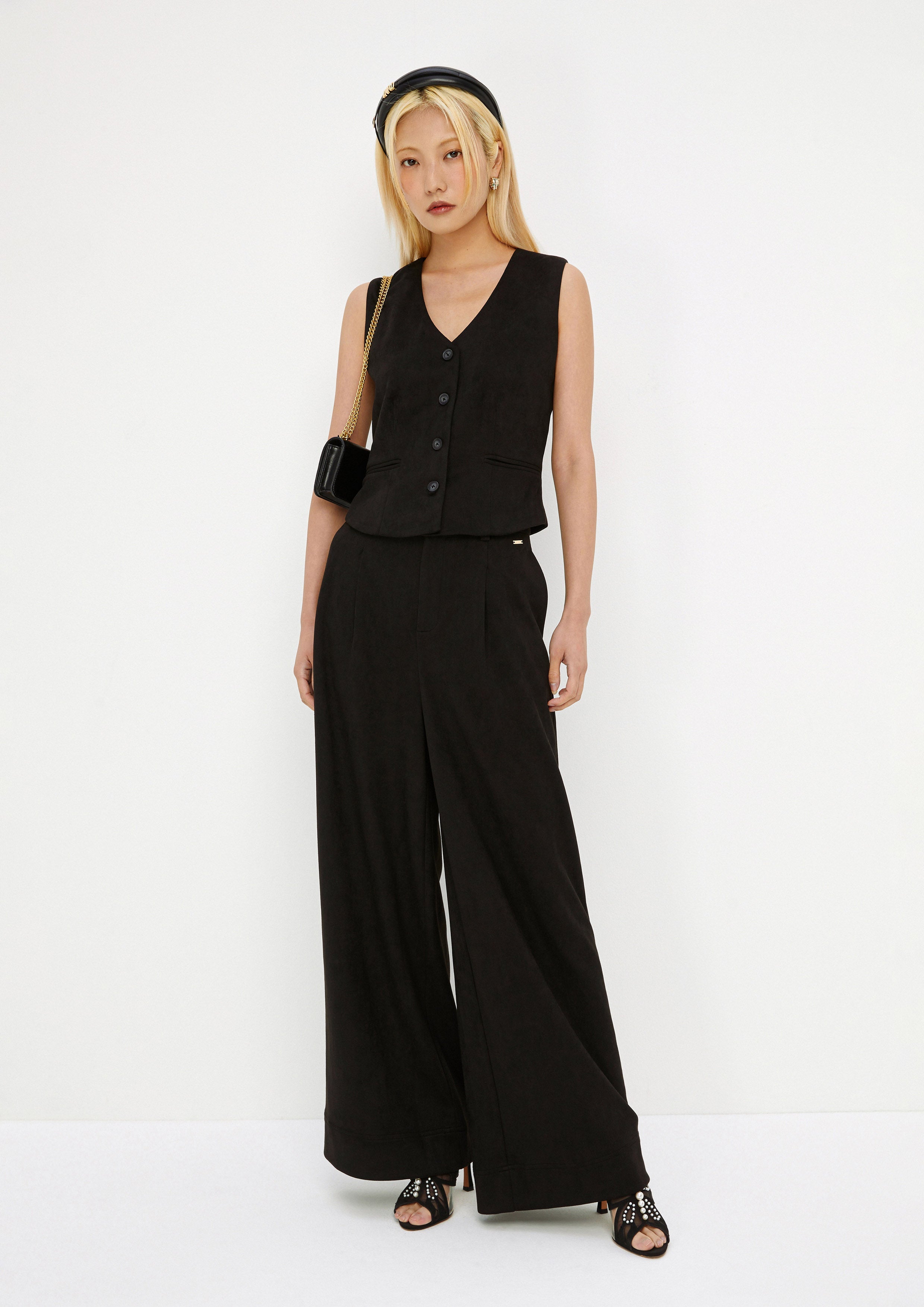 Pleated Wide Leg Pants Drowning In Love
