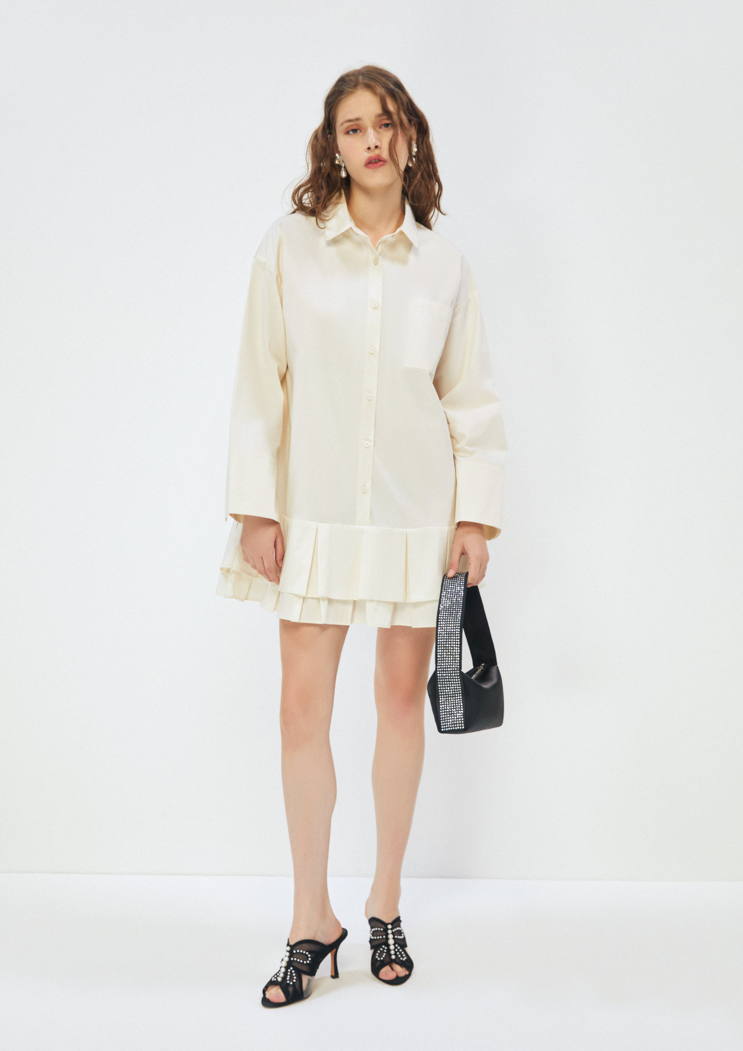 Pleated Skirt Mini Dress Safari Vibes