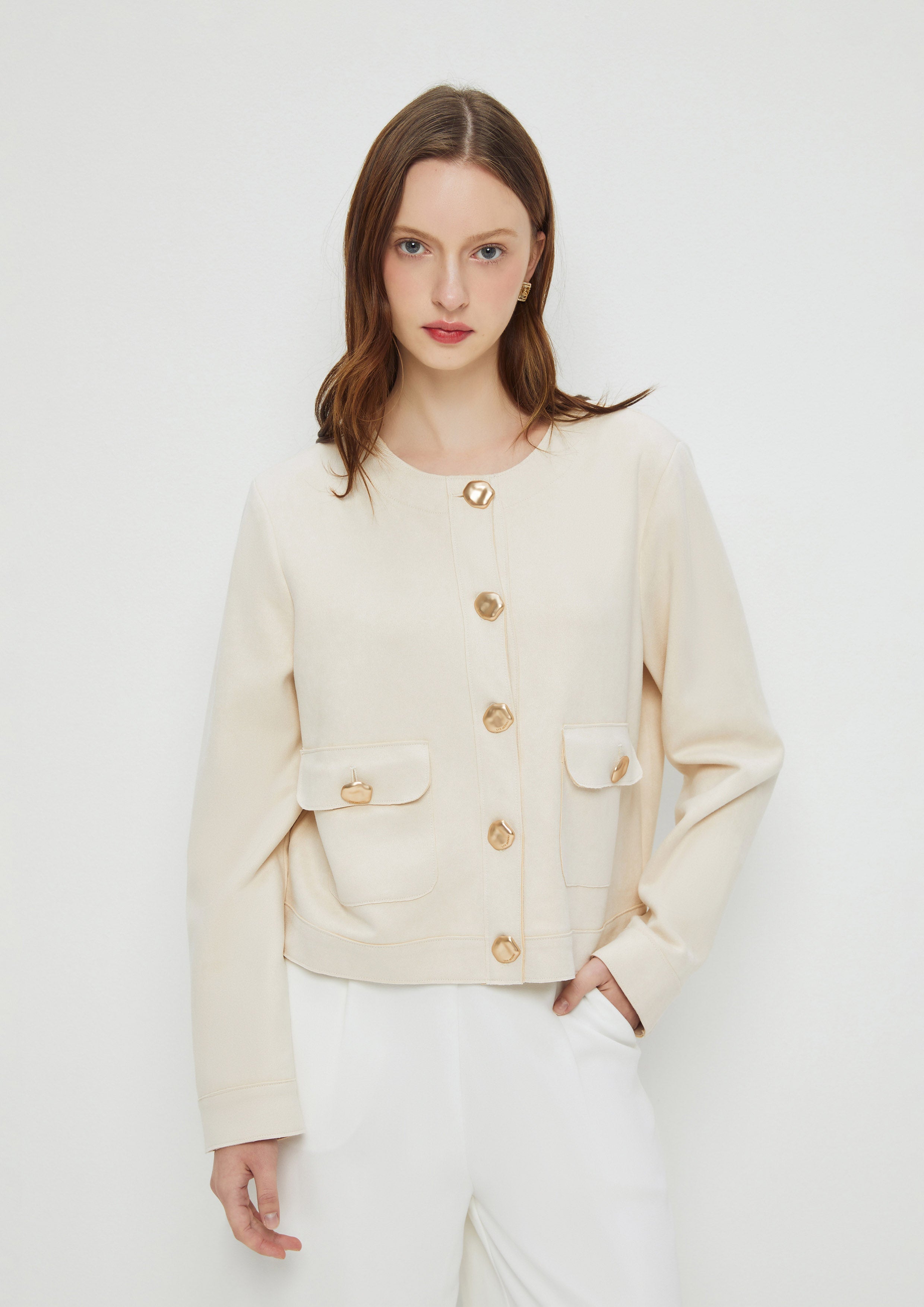 Suede Long Sleeve Jacket Amid Bloom And Savannah