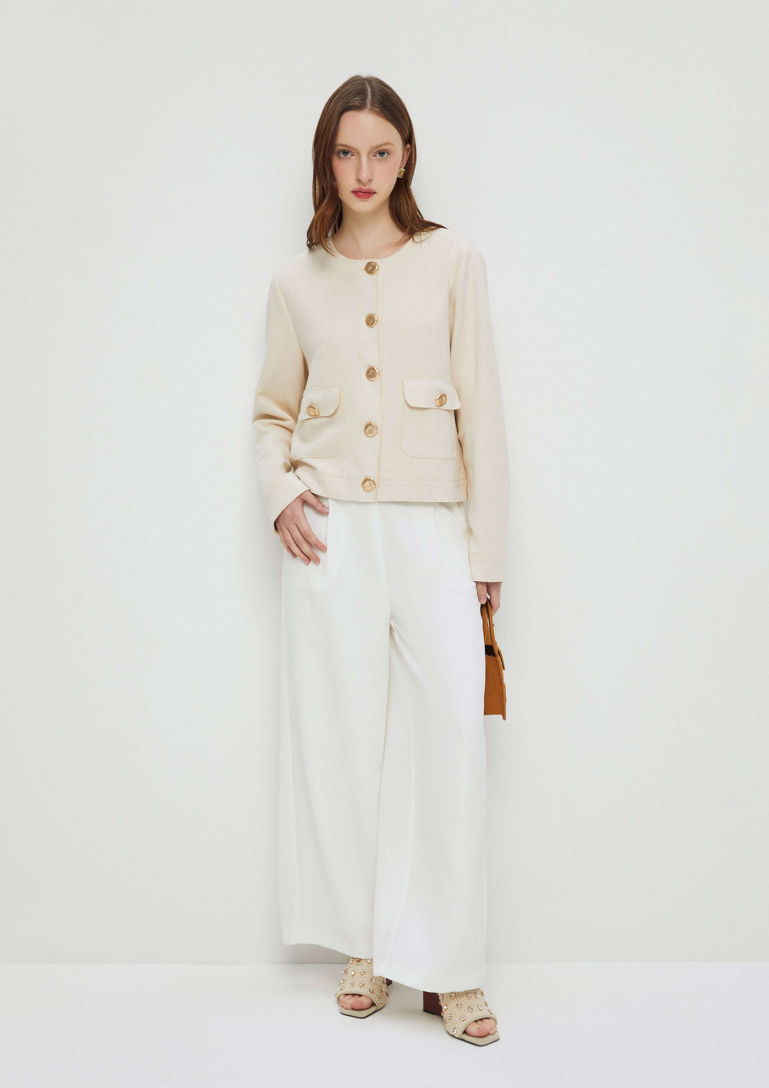 Suede Long Sleeve Jacket Amid Bloom And Savannah