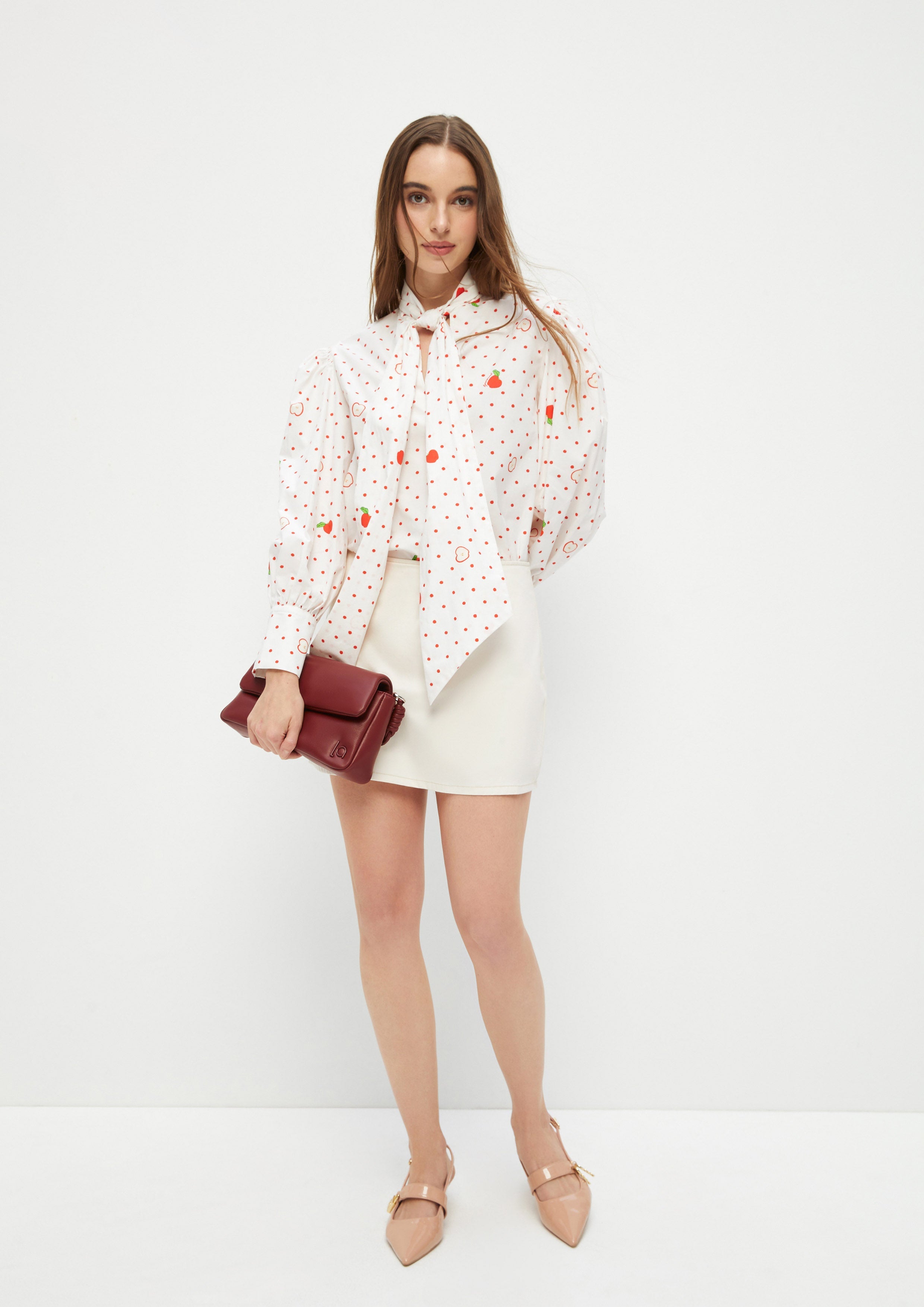 Apple And Polkadot Tie Neck Shirt Adam's Lust
