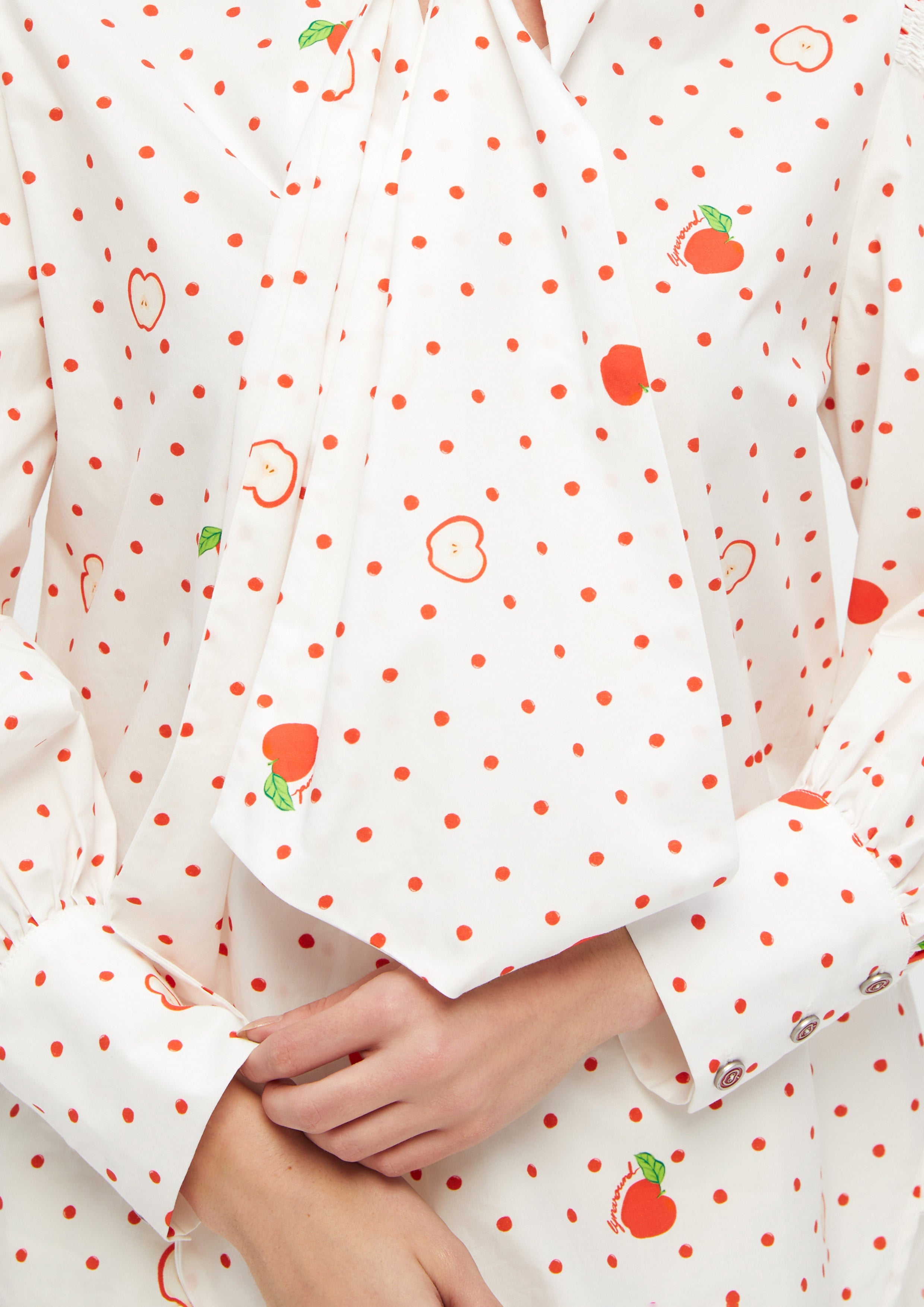 Apple And Polkadot Tie Neck Shirt Adam's Lust