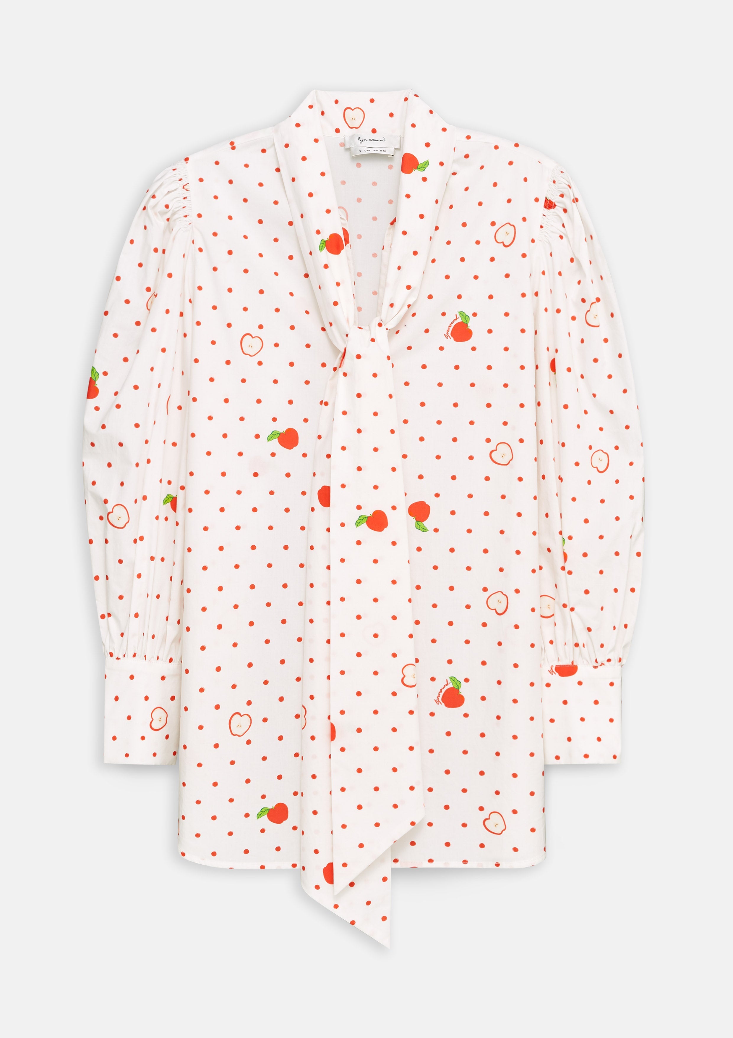 Apple And Polkadot Tie Neck Shirt Adam's Lust