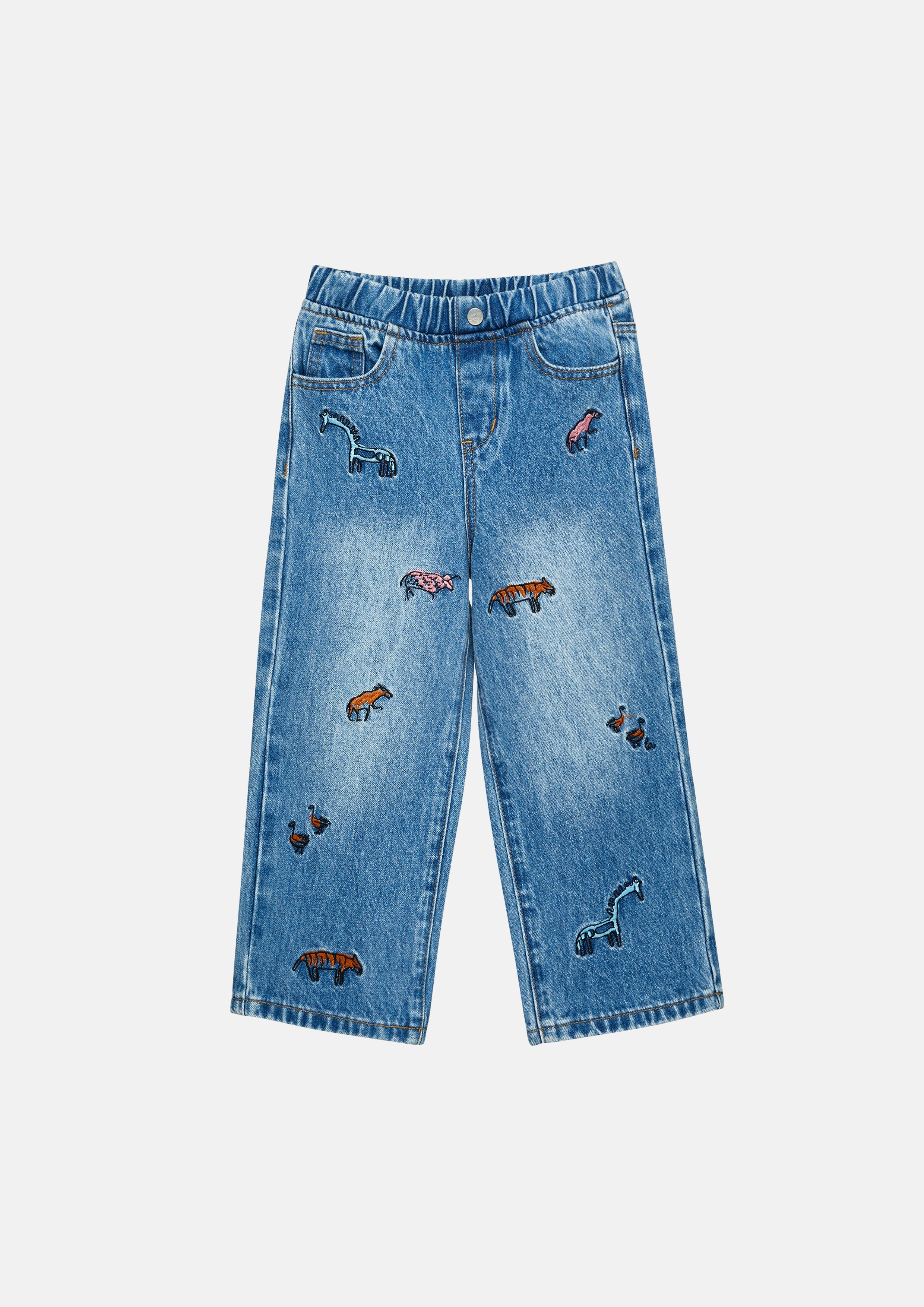 Animal Patch Embroidery Denim Pants Africa's Finest
