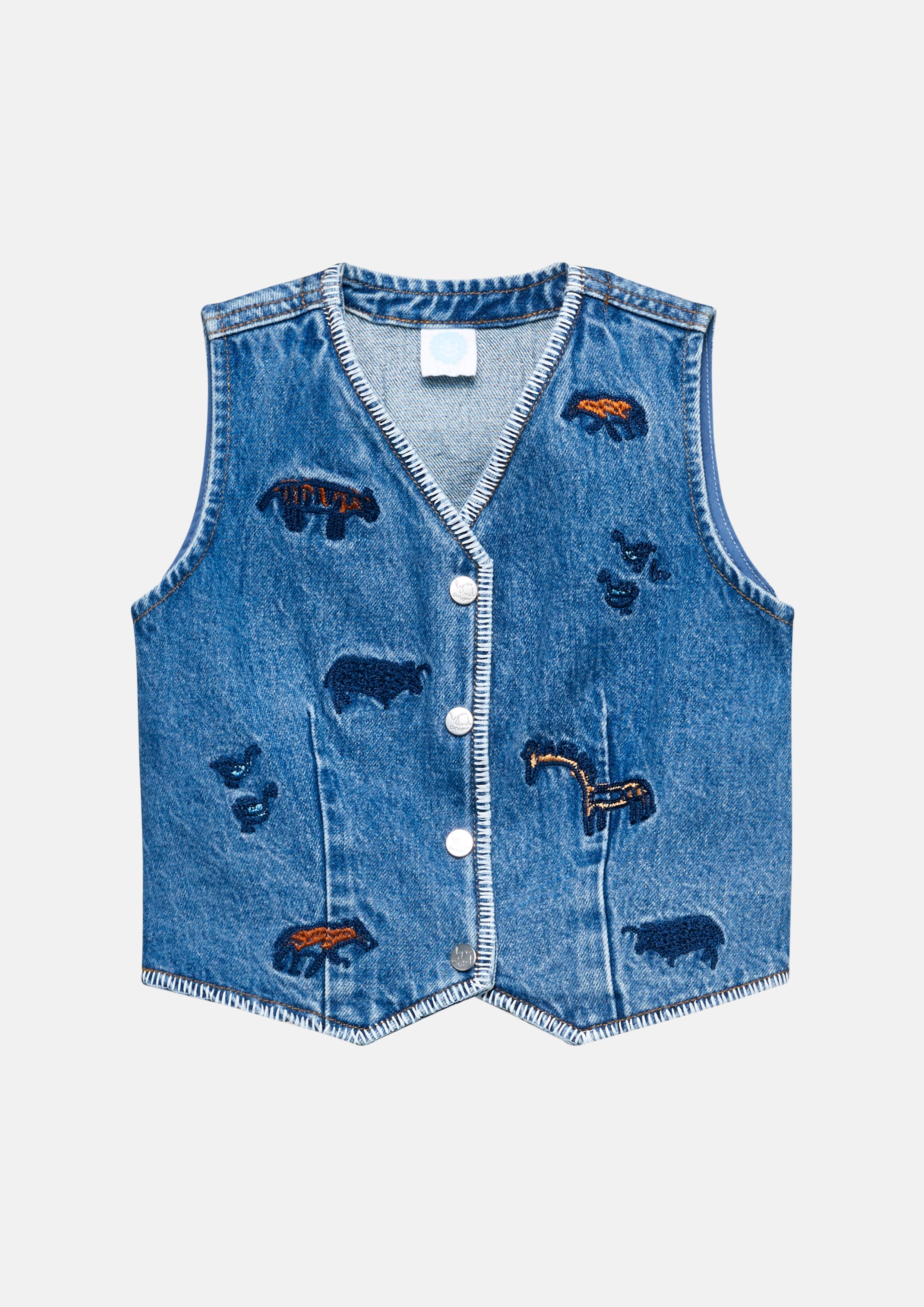 Animal Patch Embroidery Denim Vest Africa's Finest
