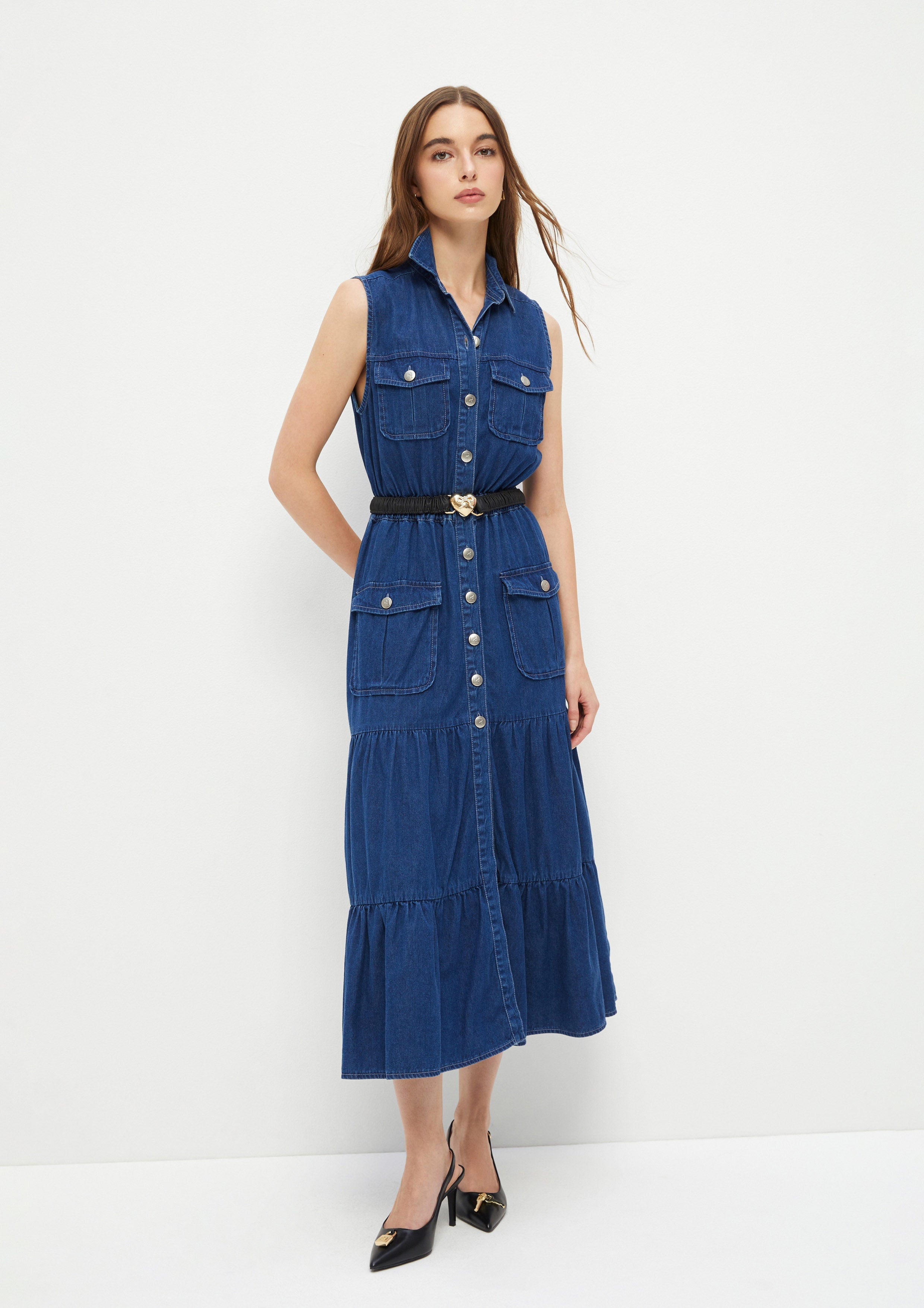 Sleeveless Tiered Skirt Dress The Eyes of Jungle