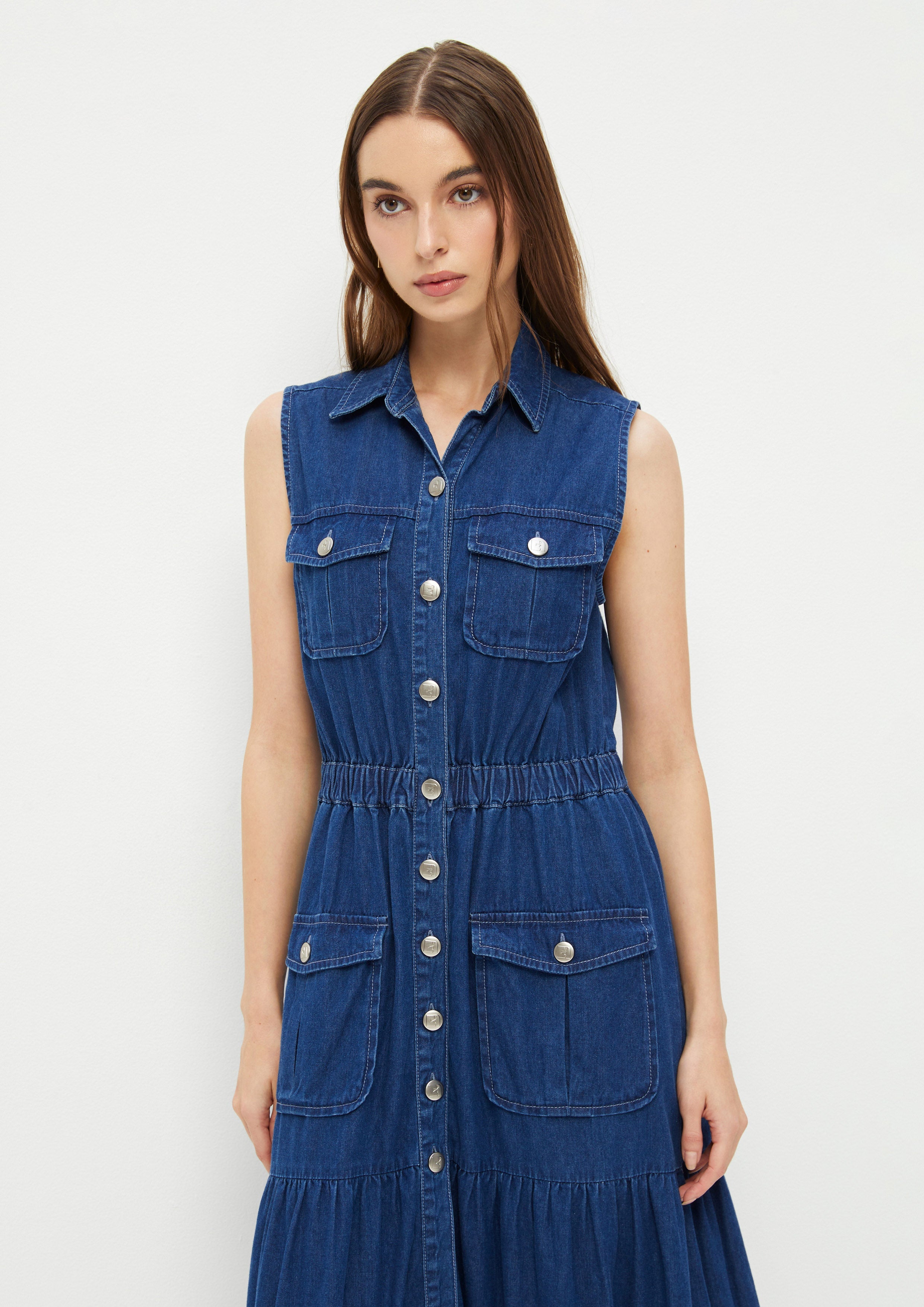 Sleeveless Tiered Skirt Dress The Eyes of Jungle