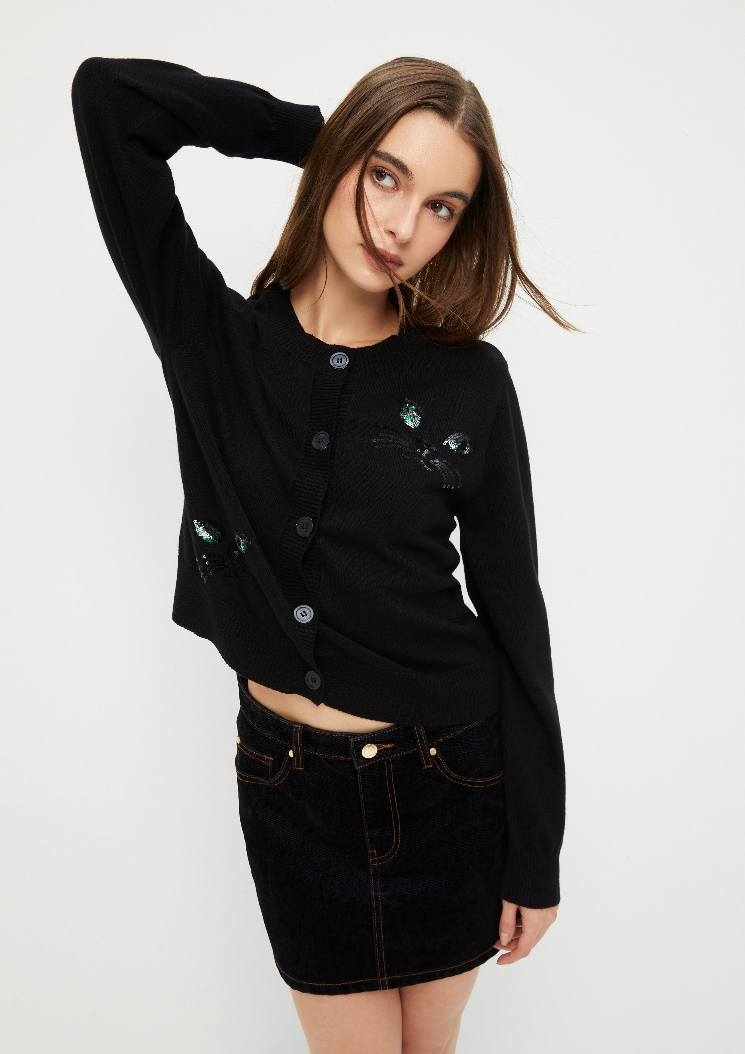 Sequin Long Sleeve Cardigan The Eye of Jungle