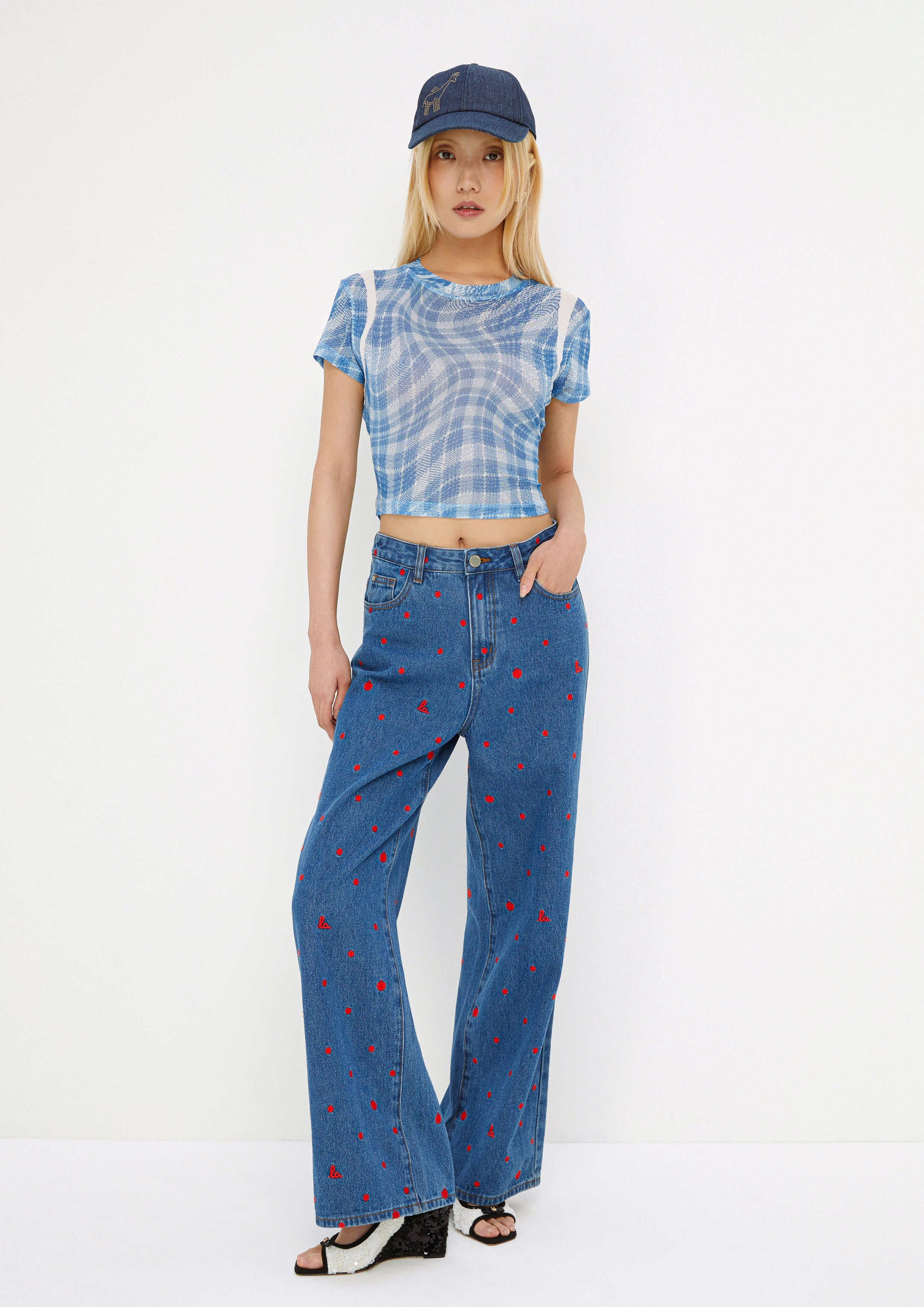 Print Sheer Short Sleeve Top Drowning In Love