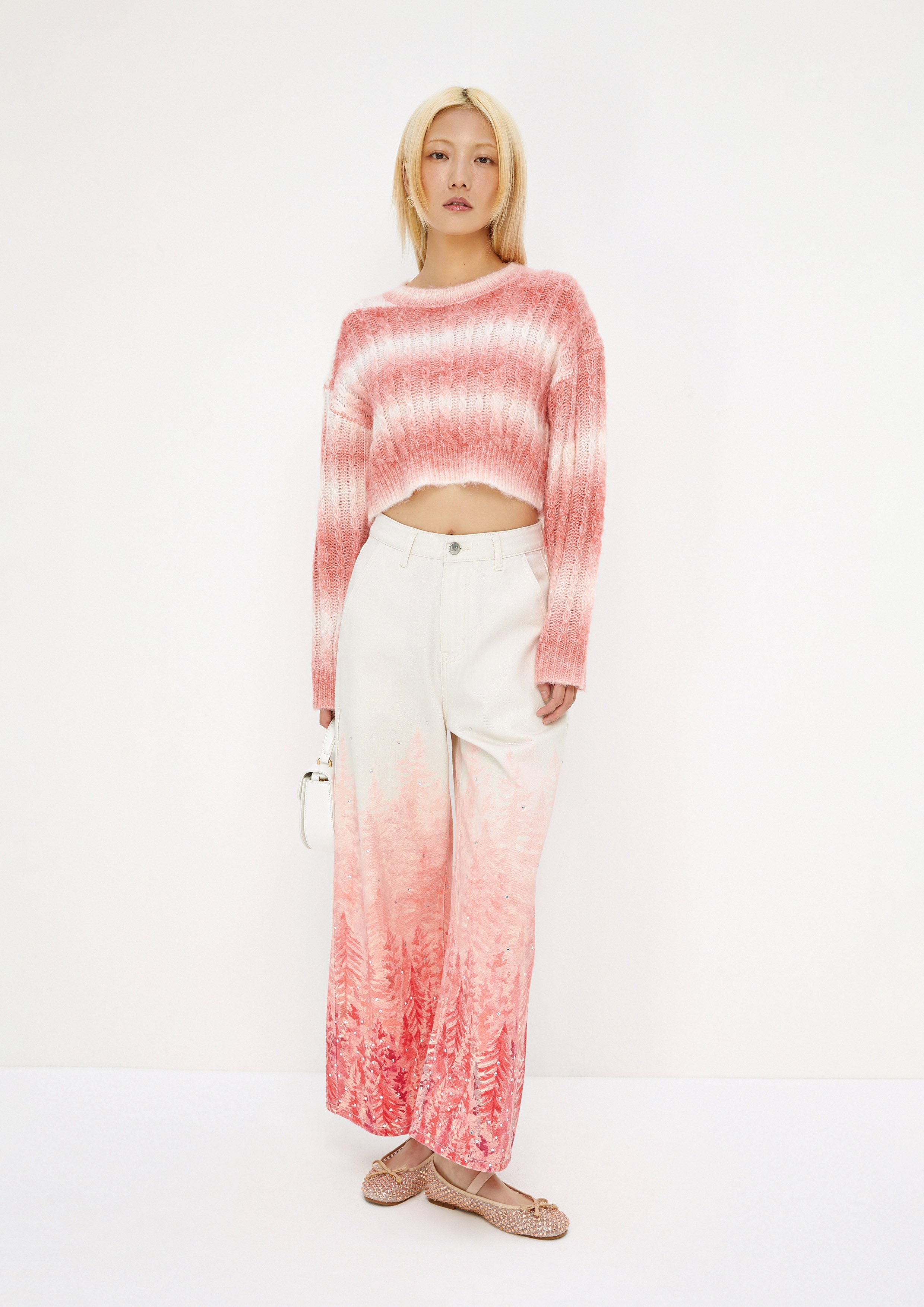 Faded Stripe Knitted Top Drowning In Love